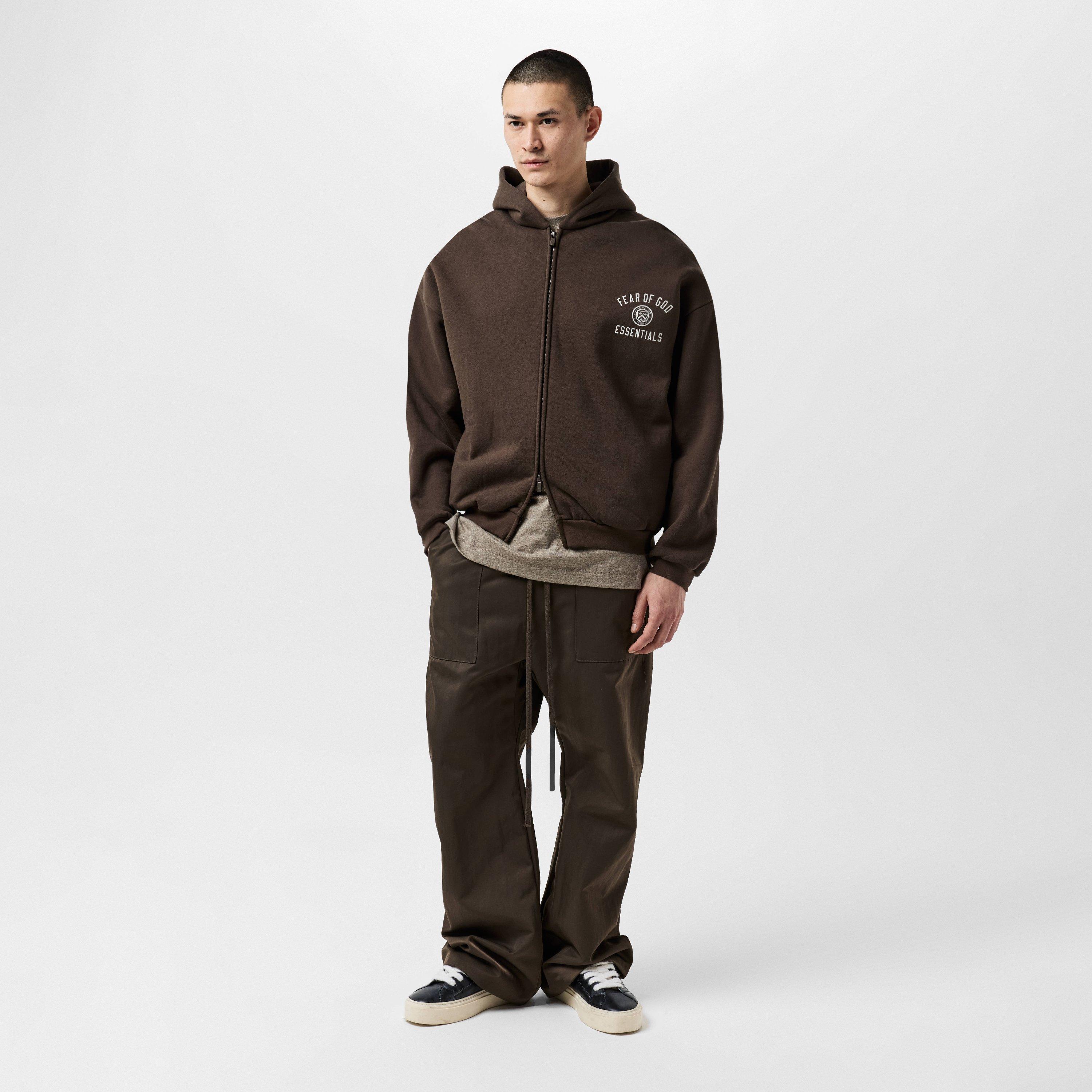 Brown - Fear Of God Essentials - Men's Logo Print Zip Hoodie - 6