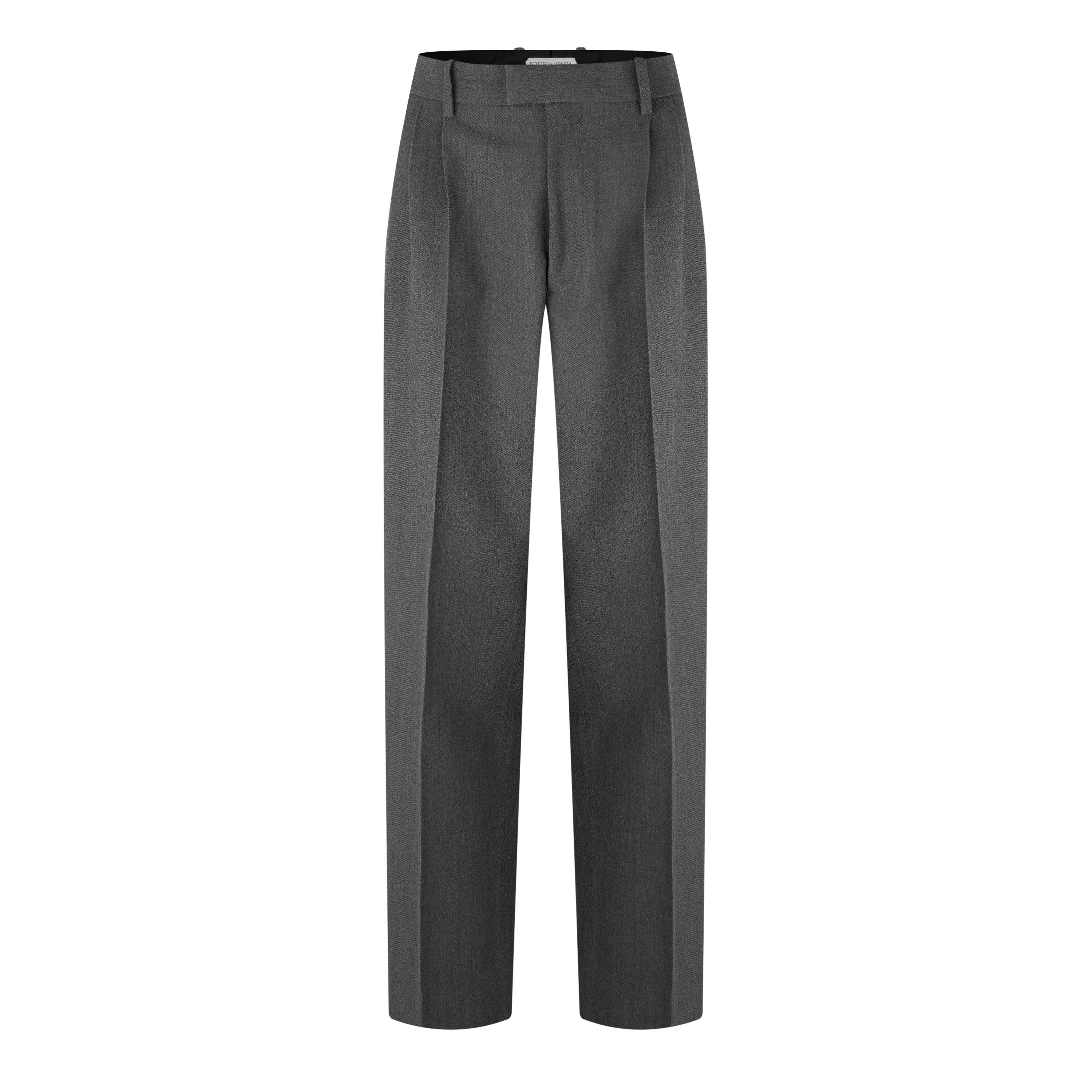 Grey Melange - Bottega Veneta - Pleated  Wool Trousers - 1