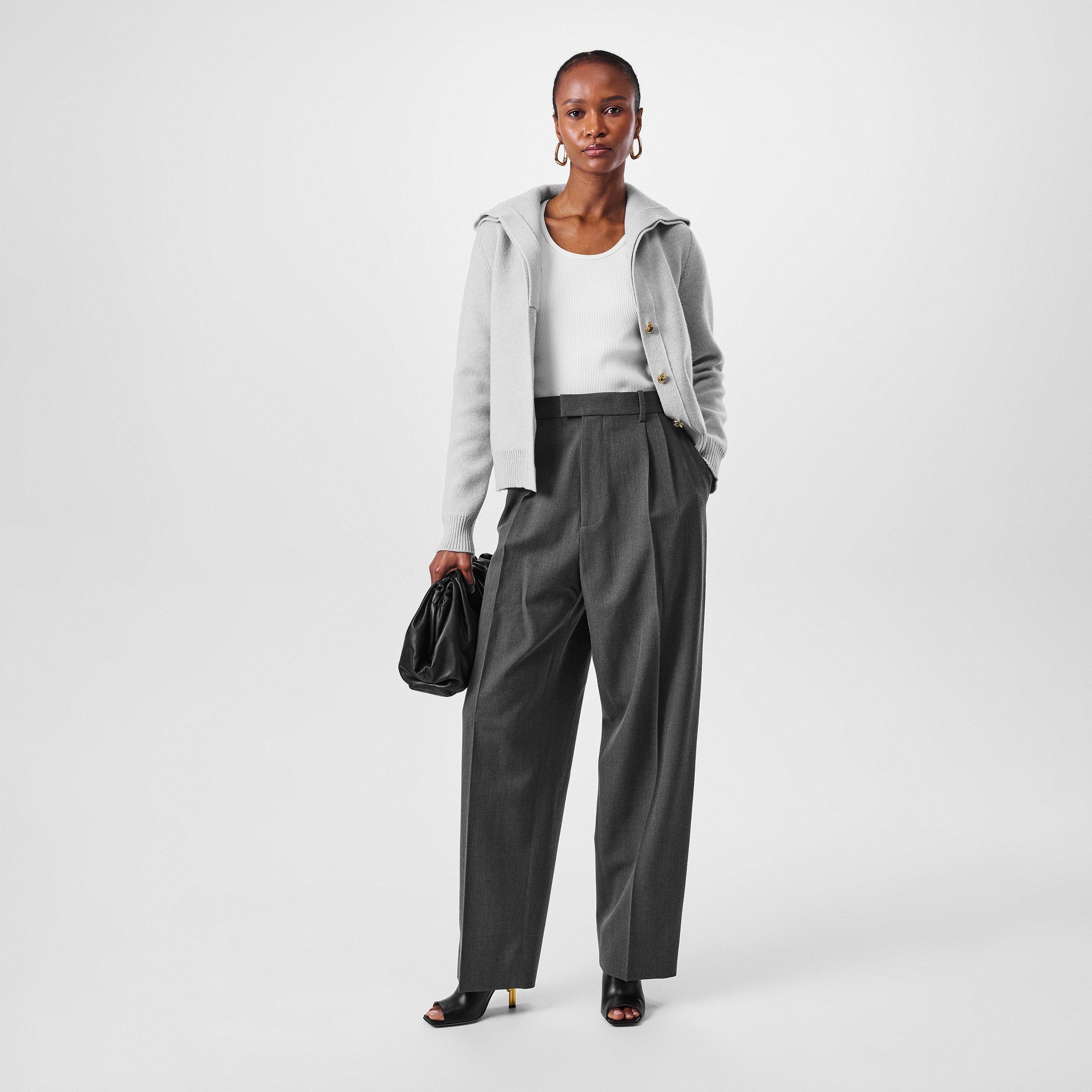 Grey Melange - Bottega Veneta - Pleated  Wool Trousers - 6