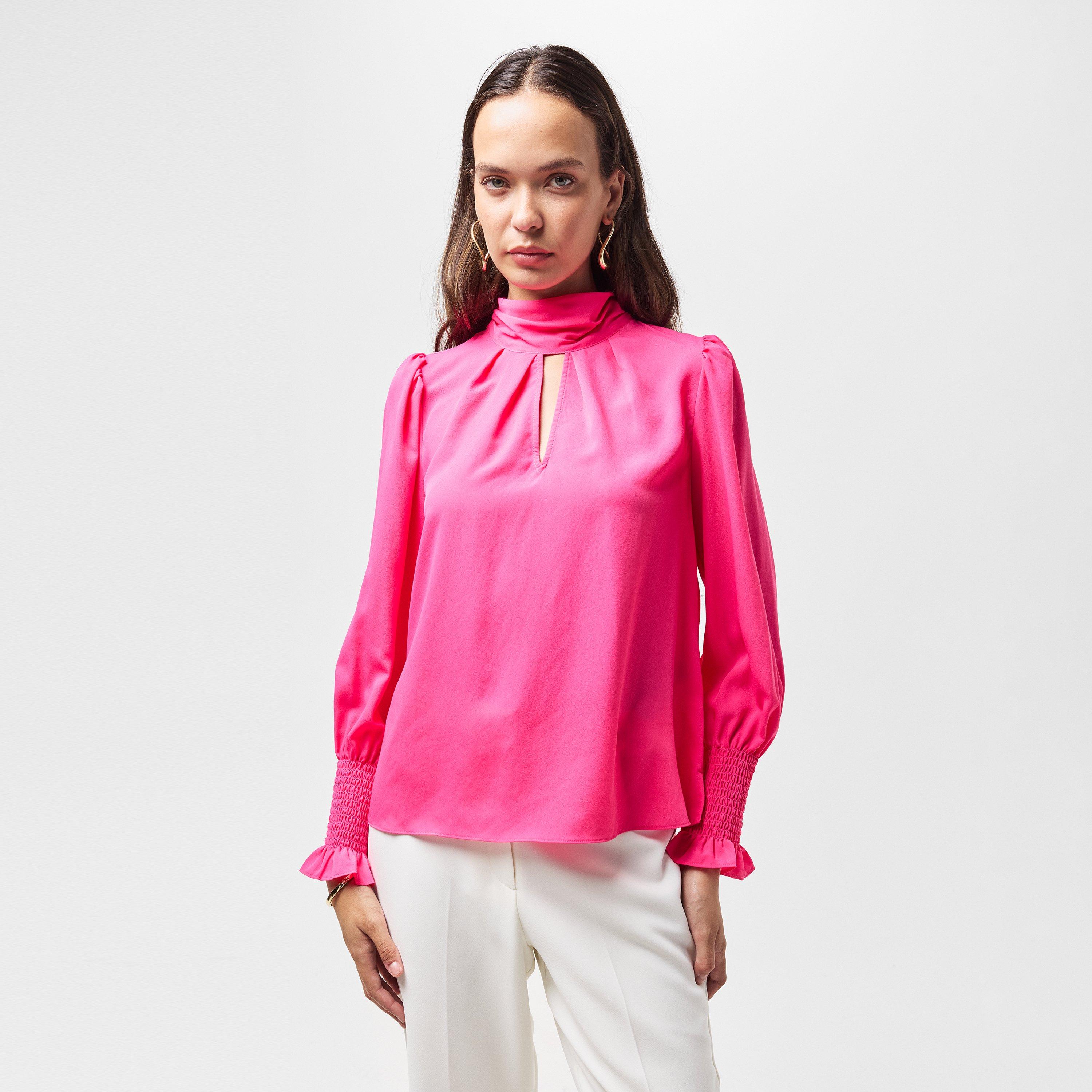 Luminous Pink - French Connection - Crepe Blouse - 3