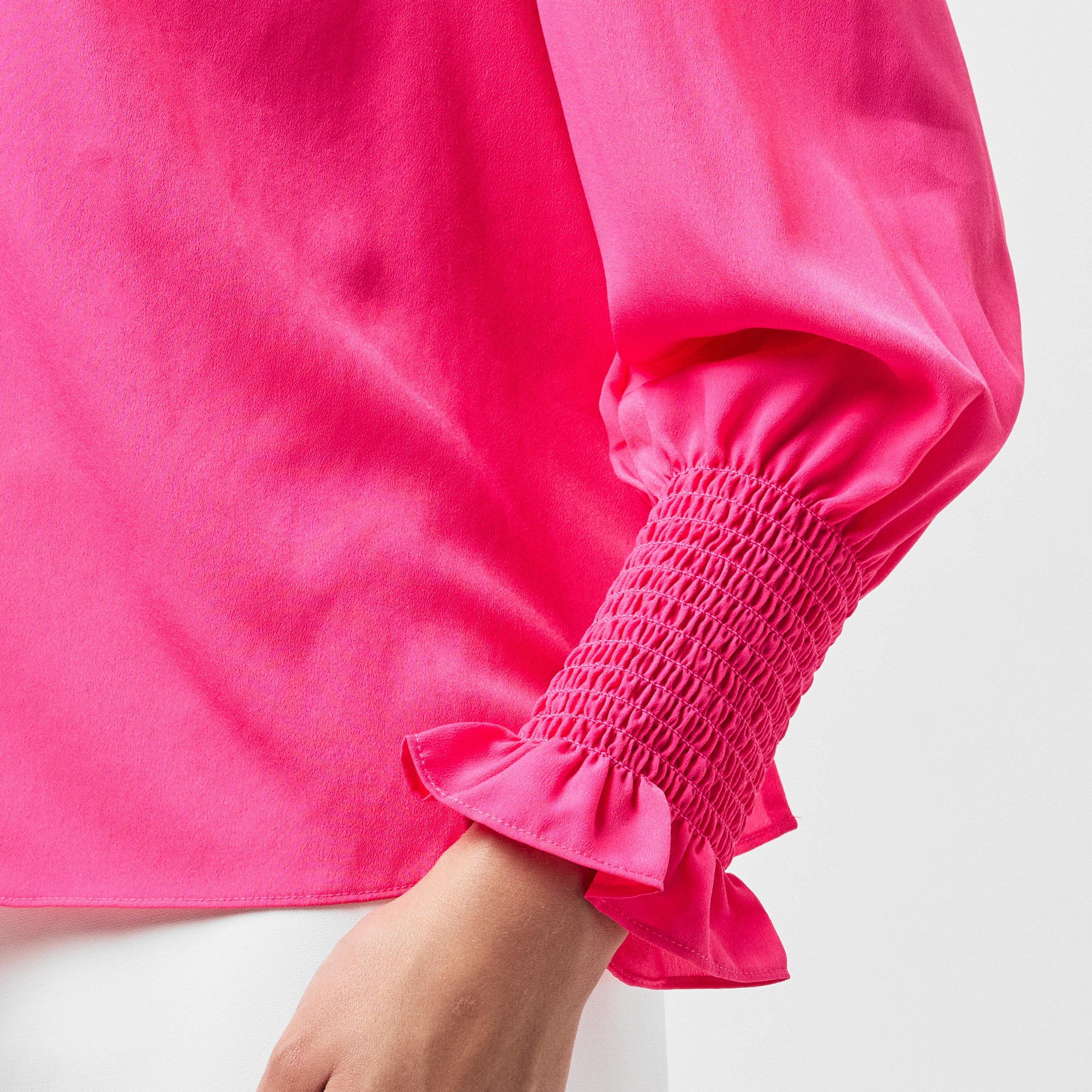 Luminous Pink - French Connection - Crepe Blouse - 5