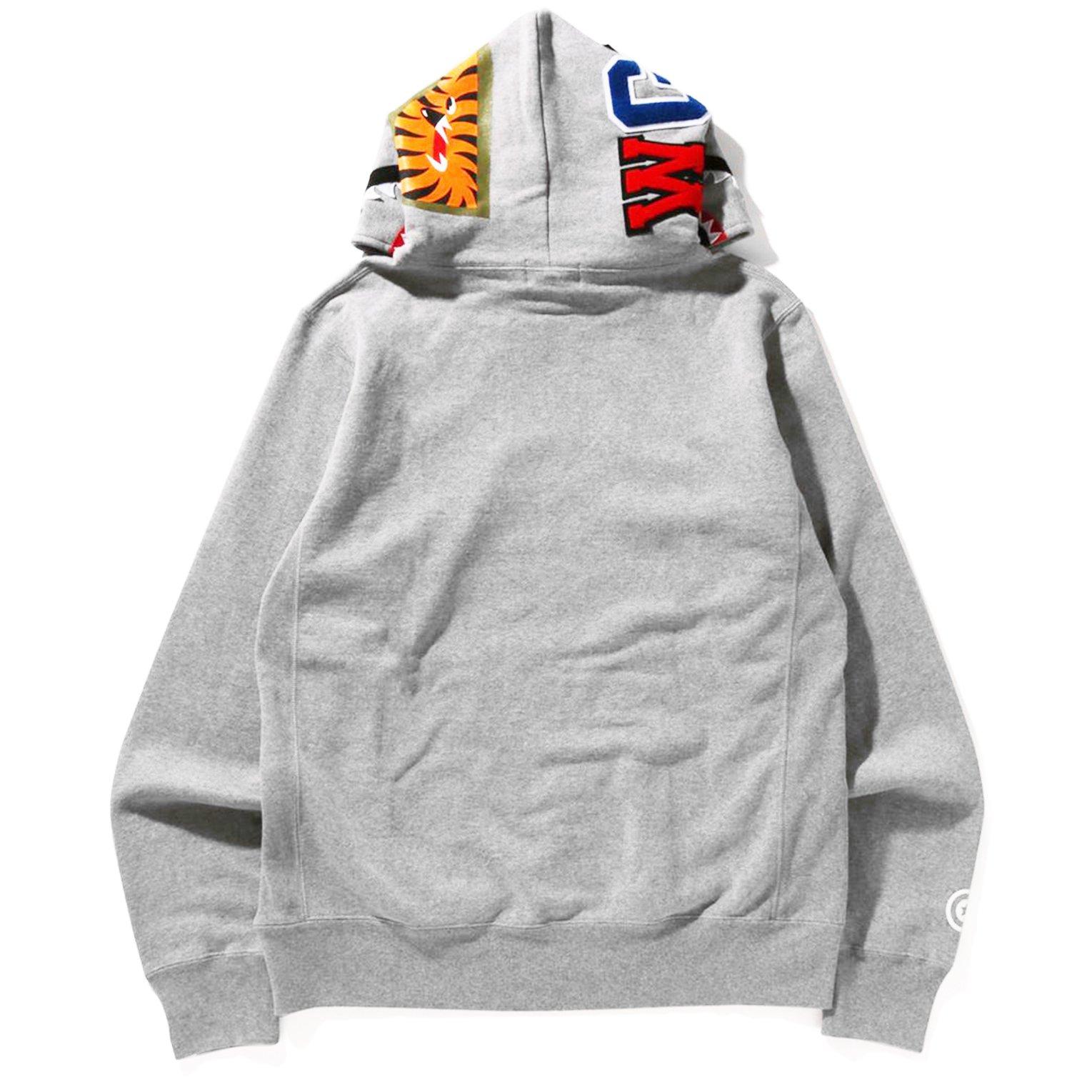 Grey - A Bathing Ape - Shark Over The Head Hoodie - 2