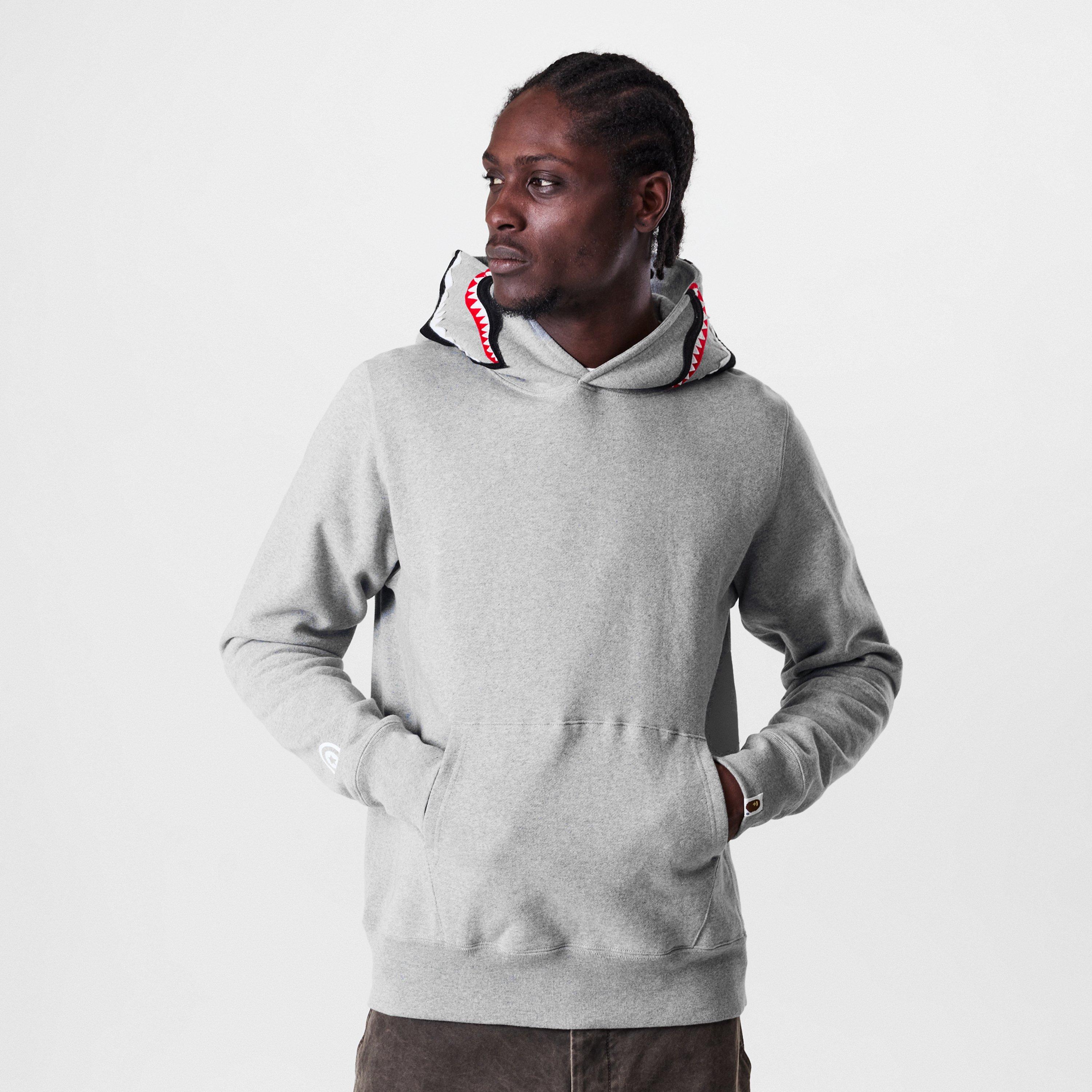 Grey - A Bathing Ape - Shark Over The Head Hoodie - 3