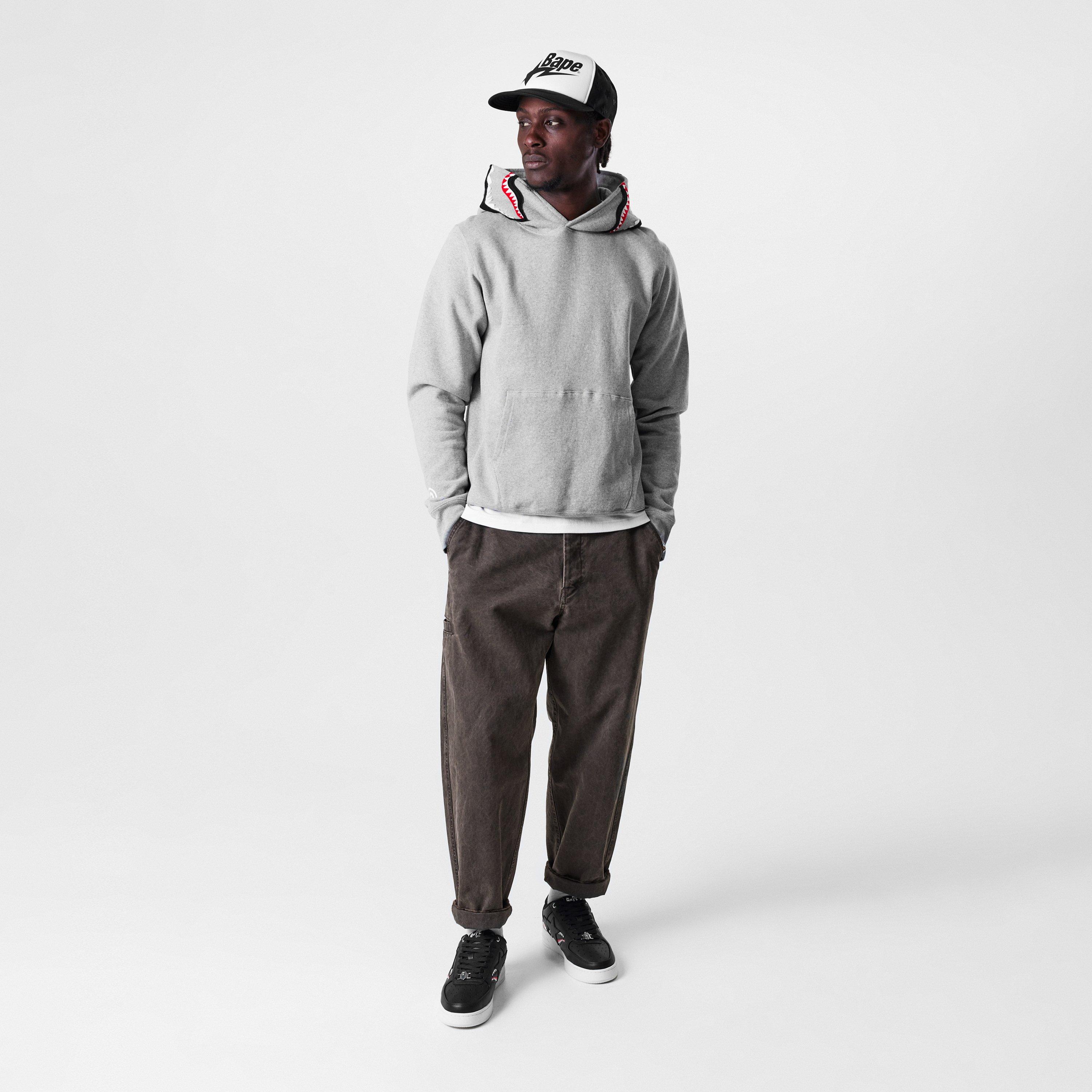 Grey - A Bathing Ape - Shark Over The Head Hoodie - 6