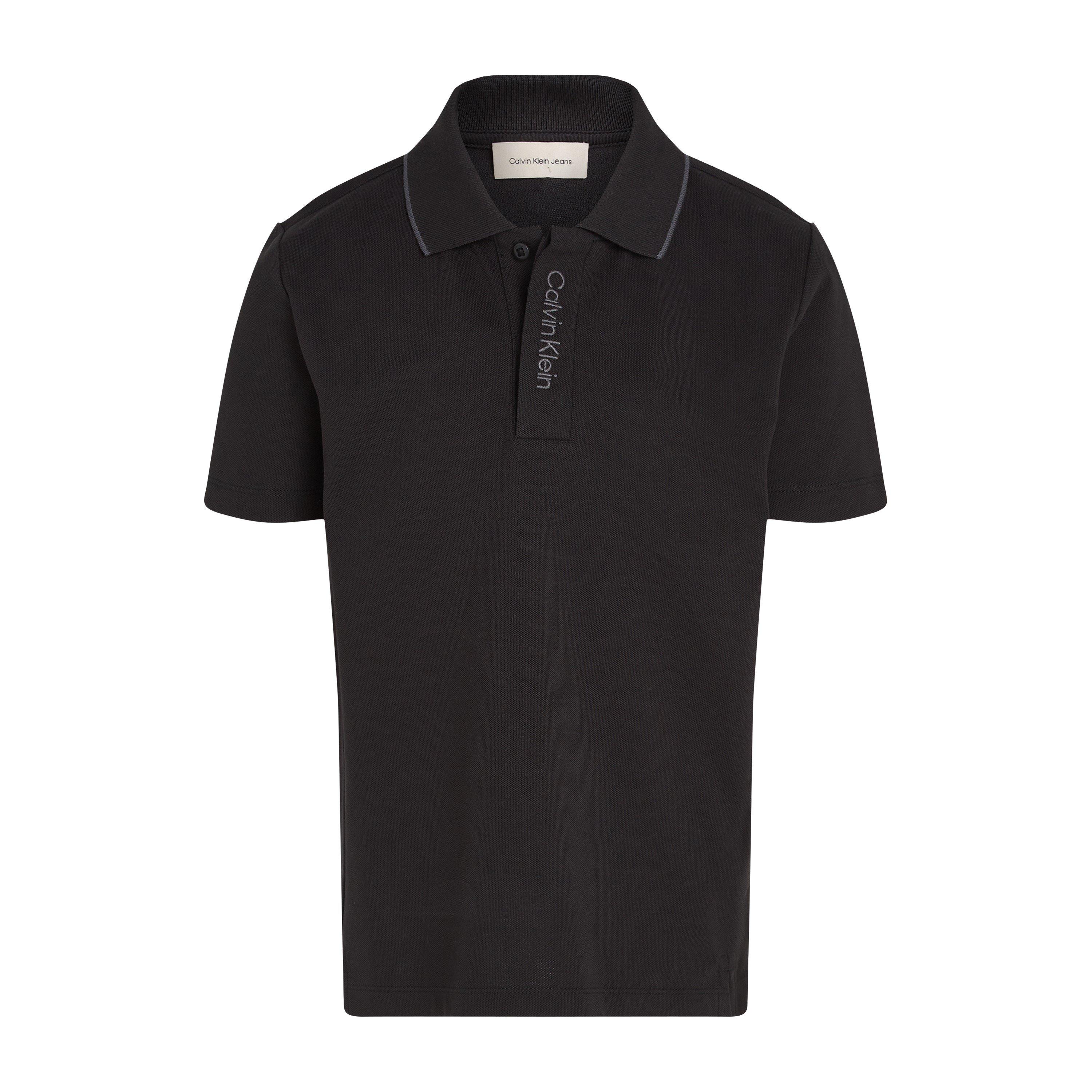 Calvin Klein Jeans Boys Kids' Embroidered Logo Short Sleeve Polo Shirt - Ck Black - 10Y