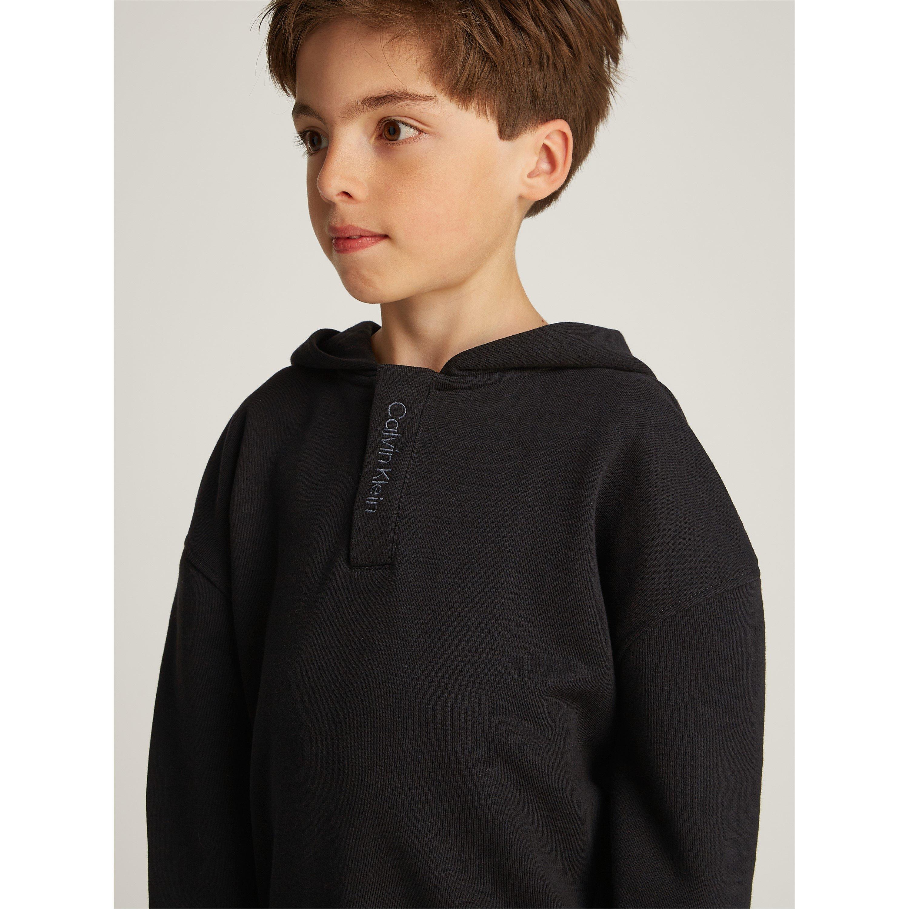 CK Black BEH - Calvin Klein Jeans - Kids' Embroidered Logo Terry Hoodie - 3