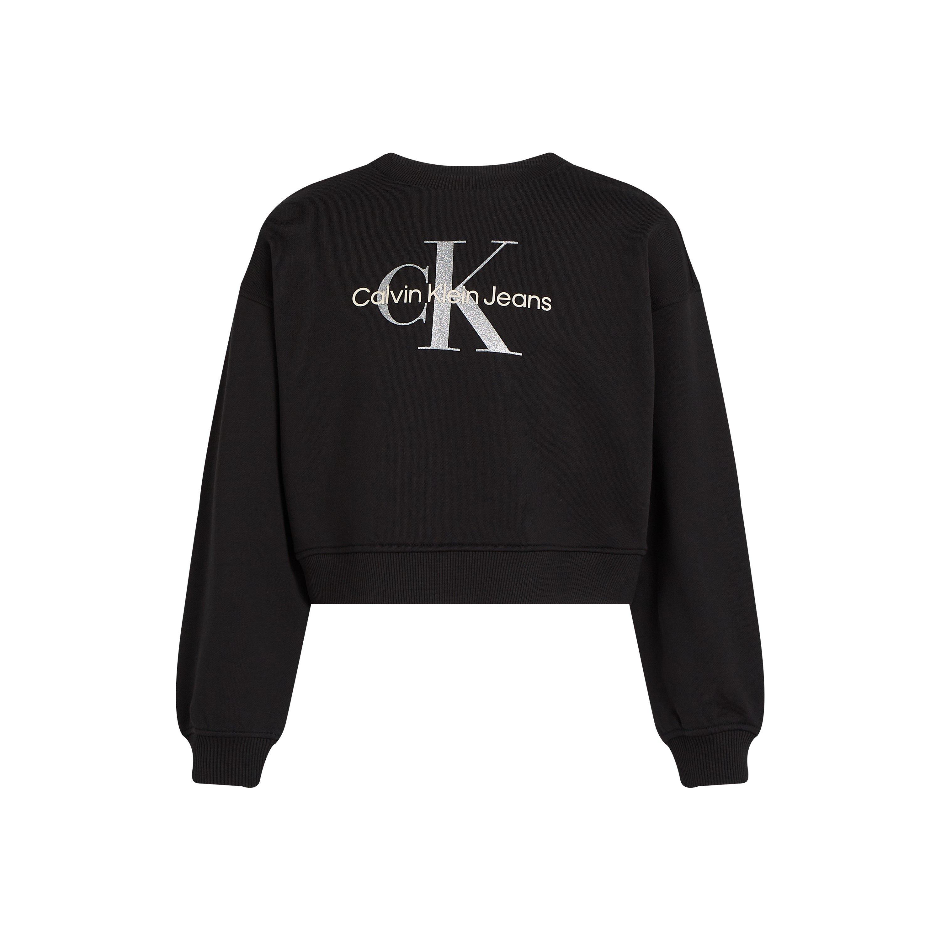 CK Black BEH - Calvin Klein Jeans - Kids' Glitter Monologo Cotton Crew Sweatshirt - 4