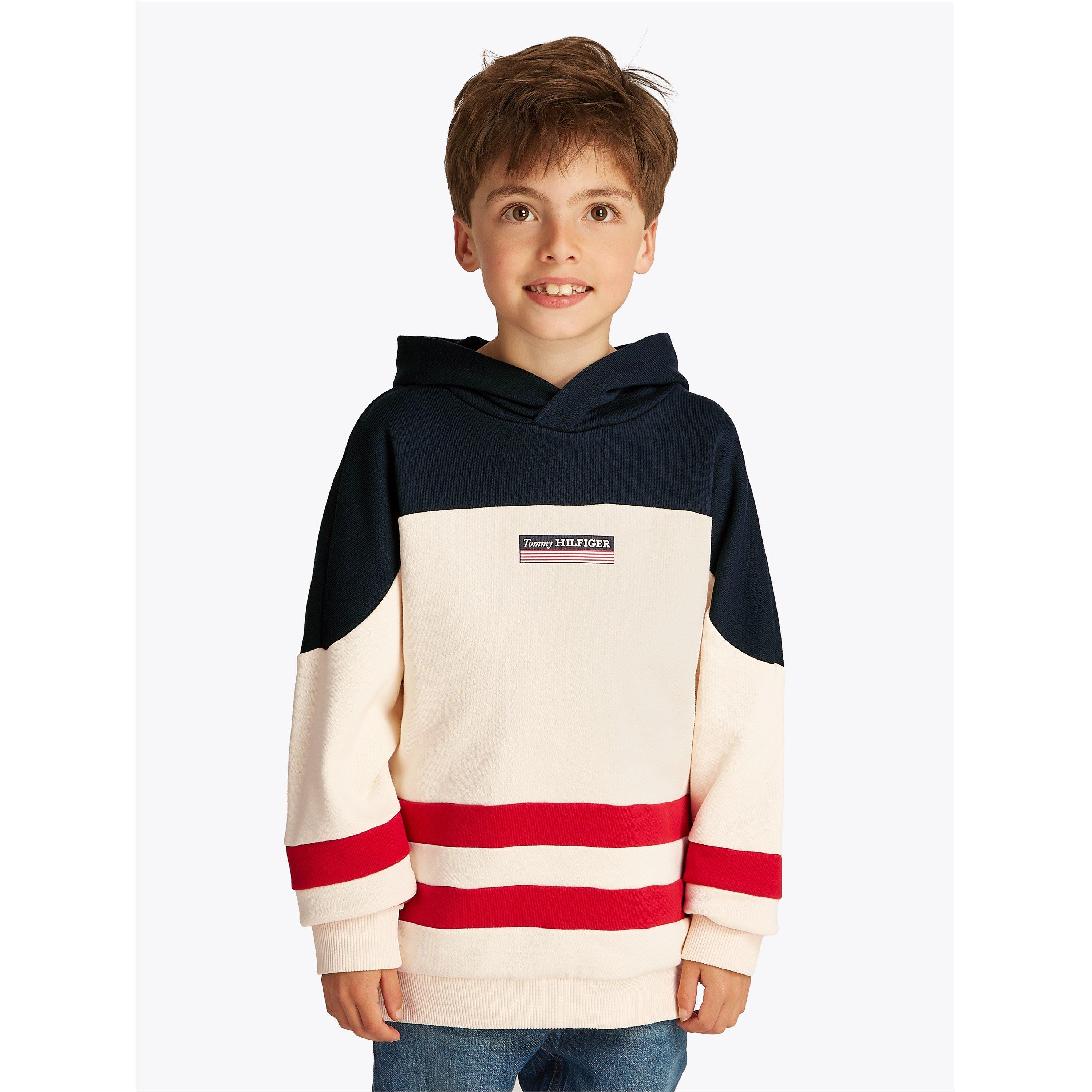 Tommy Hilfiger Boys Kids' Monotype Striped Hoodie - Calico Aef - 12Y
