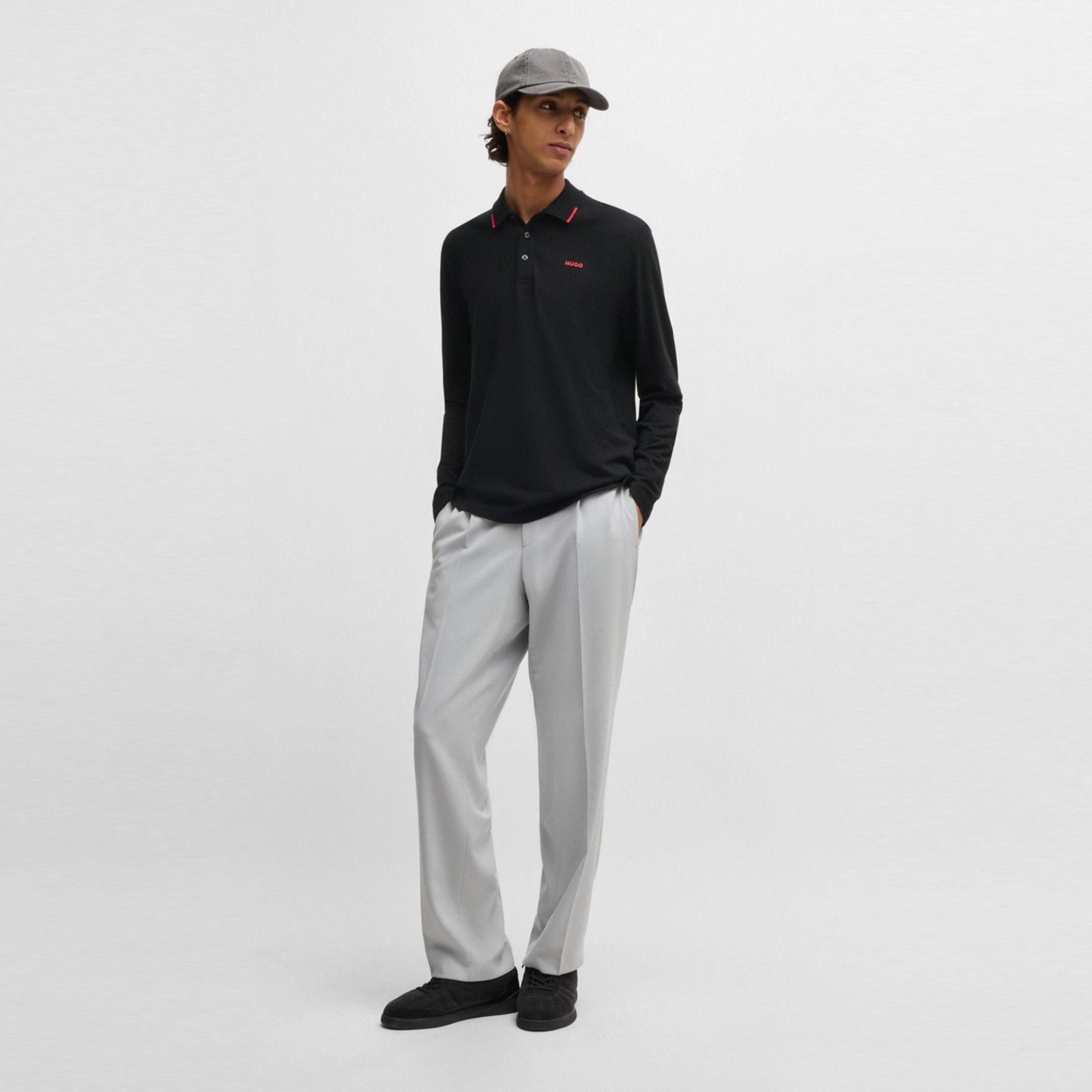 Black 001 - Hugo - Men's Derrikos Long-Sleeve Polo Shirt - 5