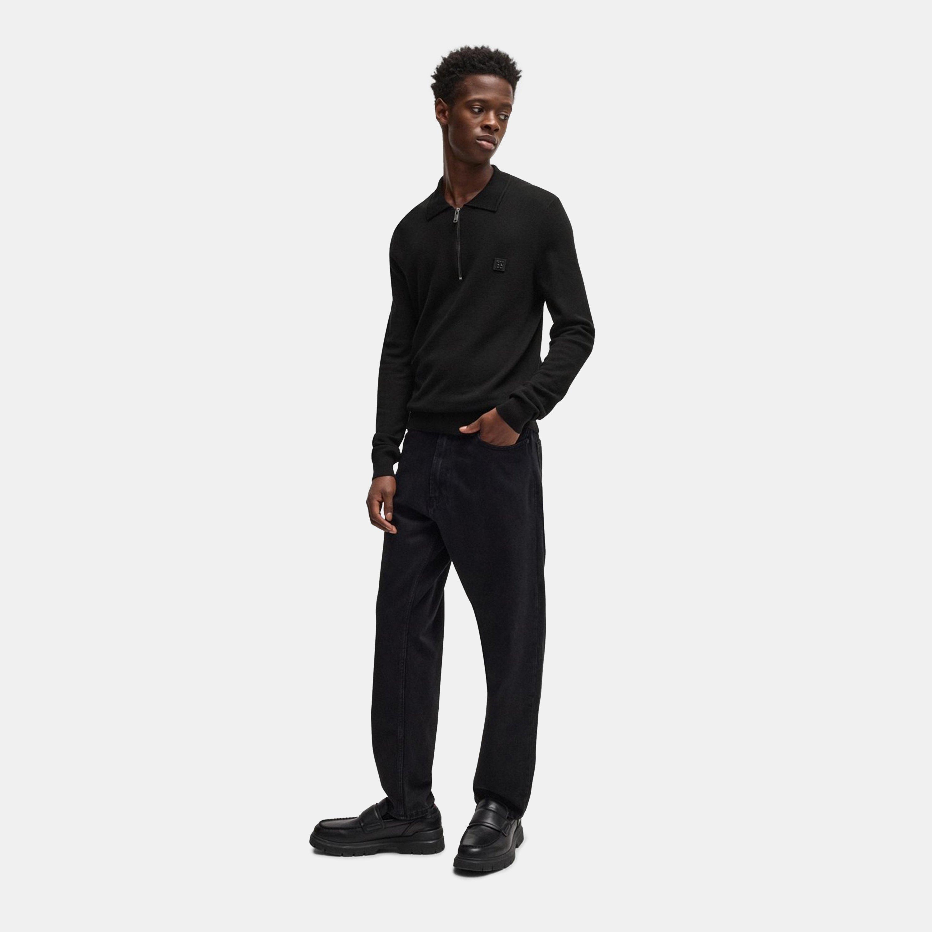 Black 001 - Hugo - Men's Long-Sleeve Polo Shirt - 5