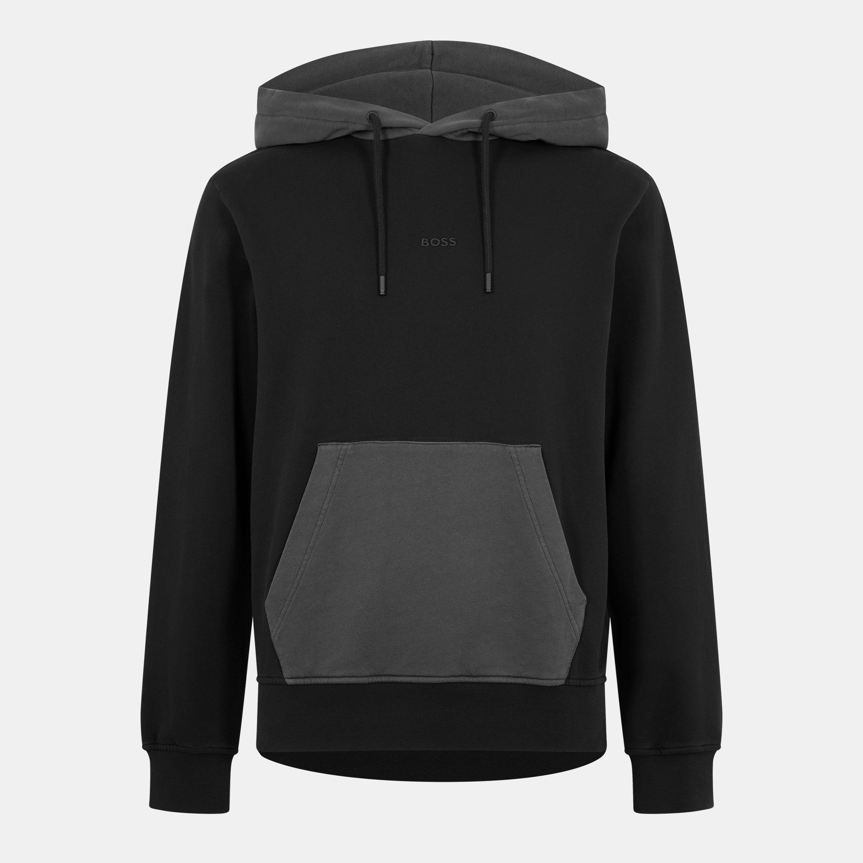 Black 001 - Boss - Men's WeBlock Orange Cotton Pullover Hoodie - 1