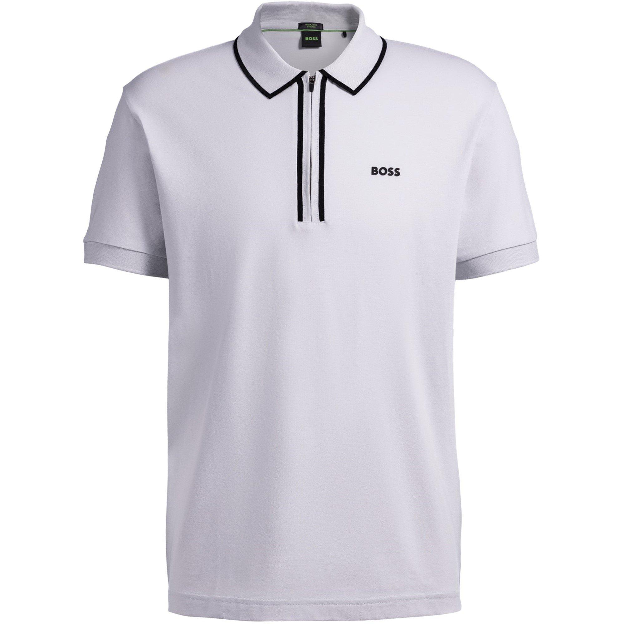 Lt Pas Grey 054 - Boss - Men's Philix Quarter Zip Cotton Short Sleeve Polo Shirt - 3