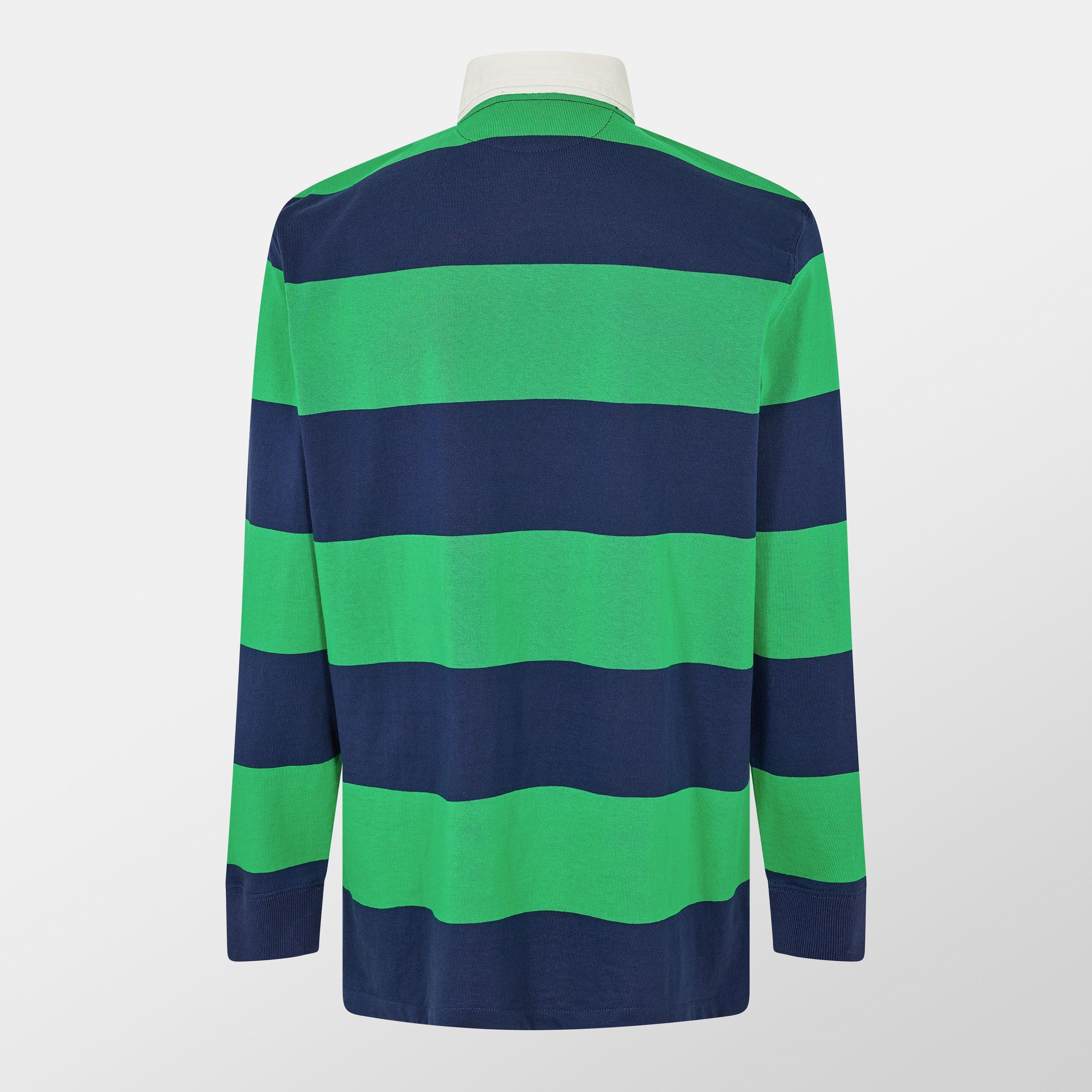 Green/Navy - Polo Ralph Lauren - Men's Stripe Rugby Polo Shirt - 2
