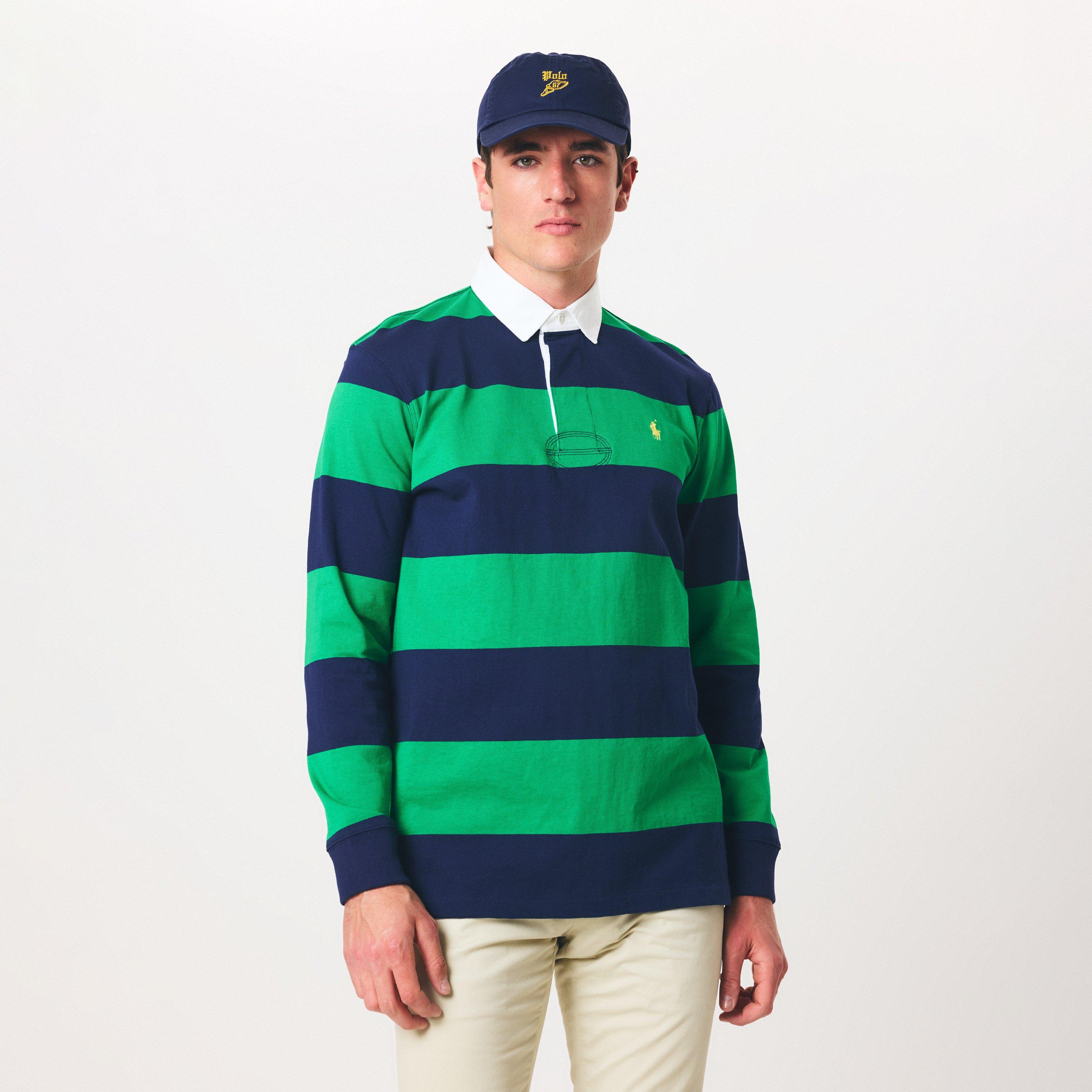 Green/Navy - Polo Ralph Lauren - Men's Stripe Rugby Polo Shirt - 3