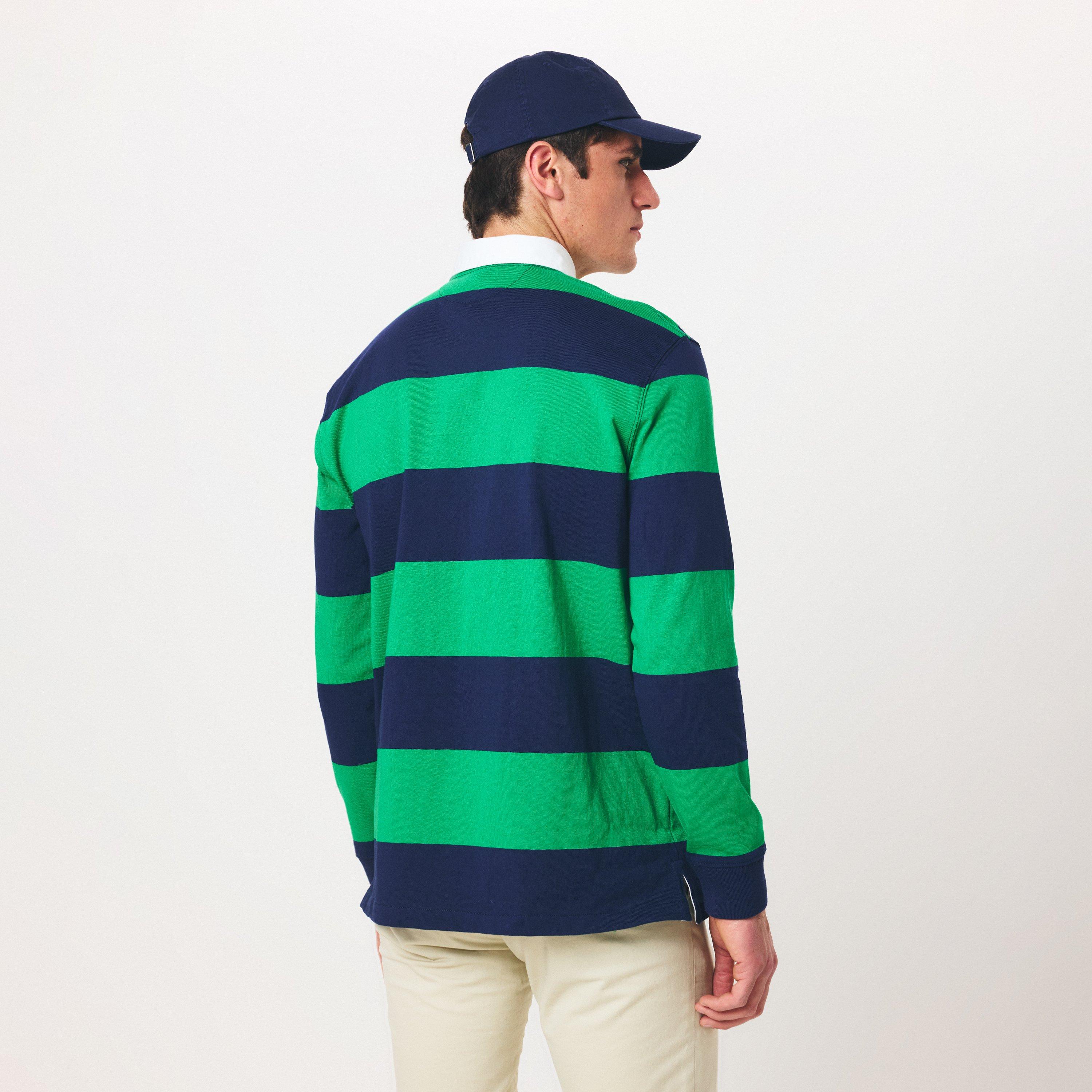 Green/Navy - Polo Ralph Lauren - Men's Stripe Rugby Polo Shirt - 4