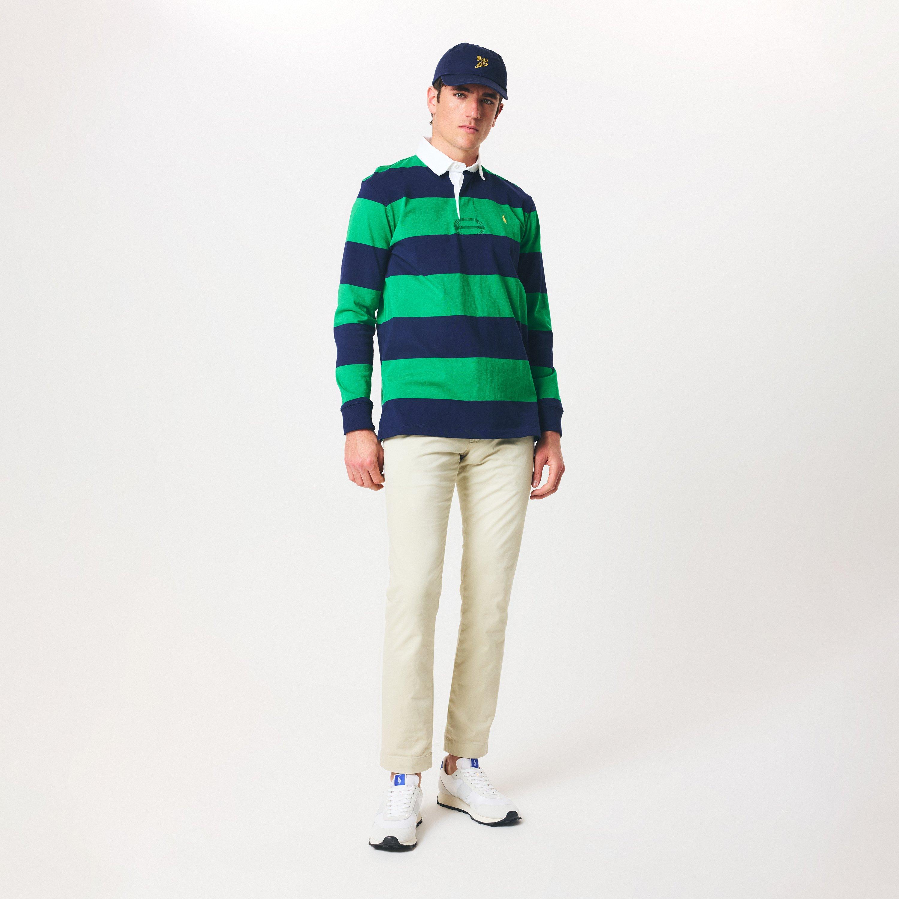 Green/Navy - Polo Ralph Lauren - Men's Stripe Rugby Polo Shirt - 6