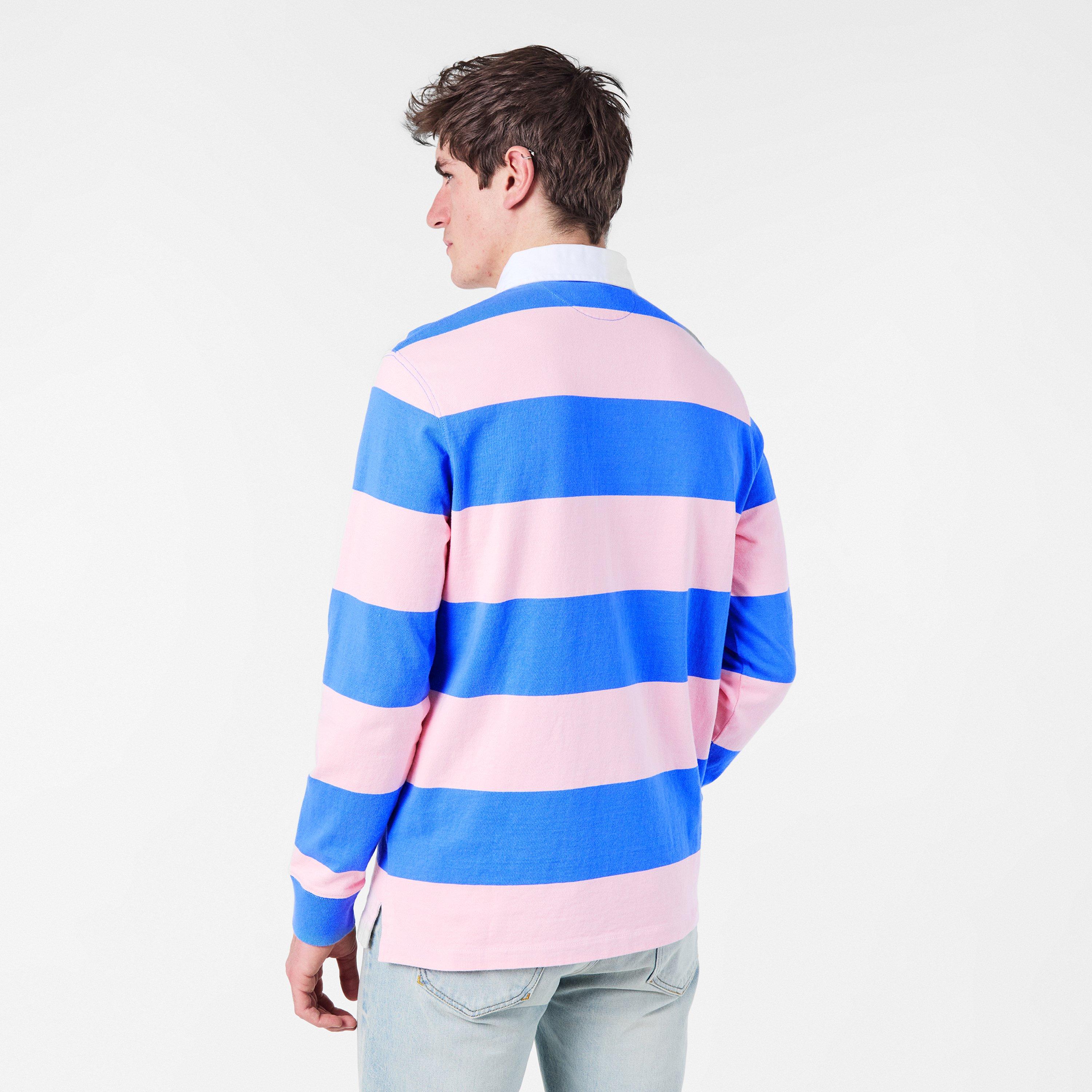 Pink/Blue - Polo Ralph Lauren - Men's Stripe Rugby Polo Shirt - 4