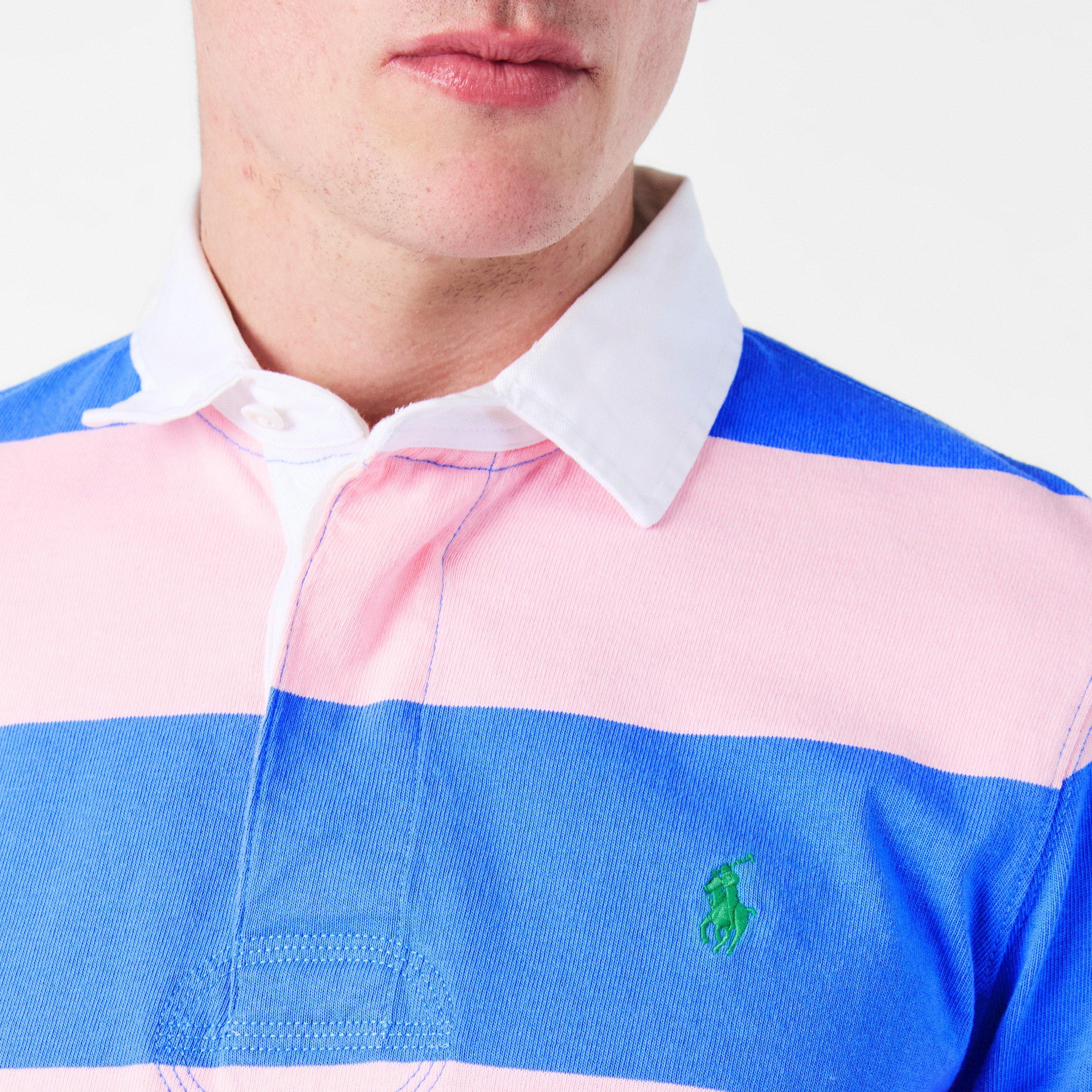 Pink/Blue - Polo Ralph Lauren - Men's Stripe Rugby Polo Shirt - 5