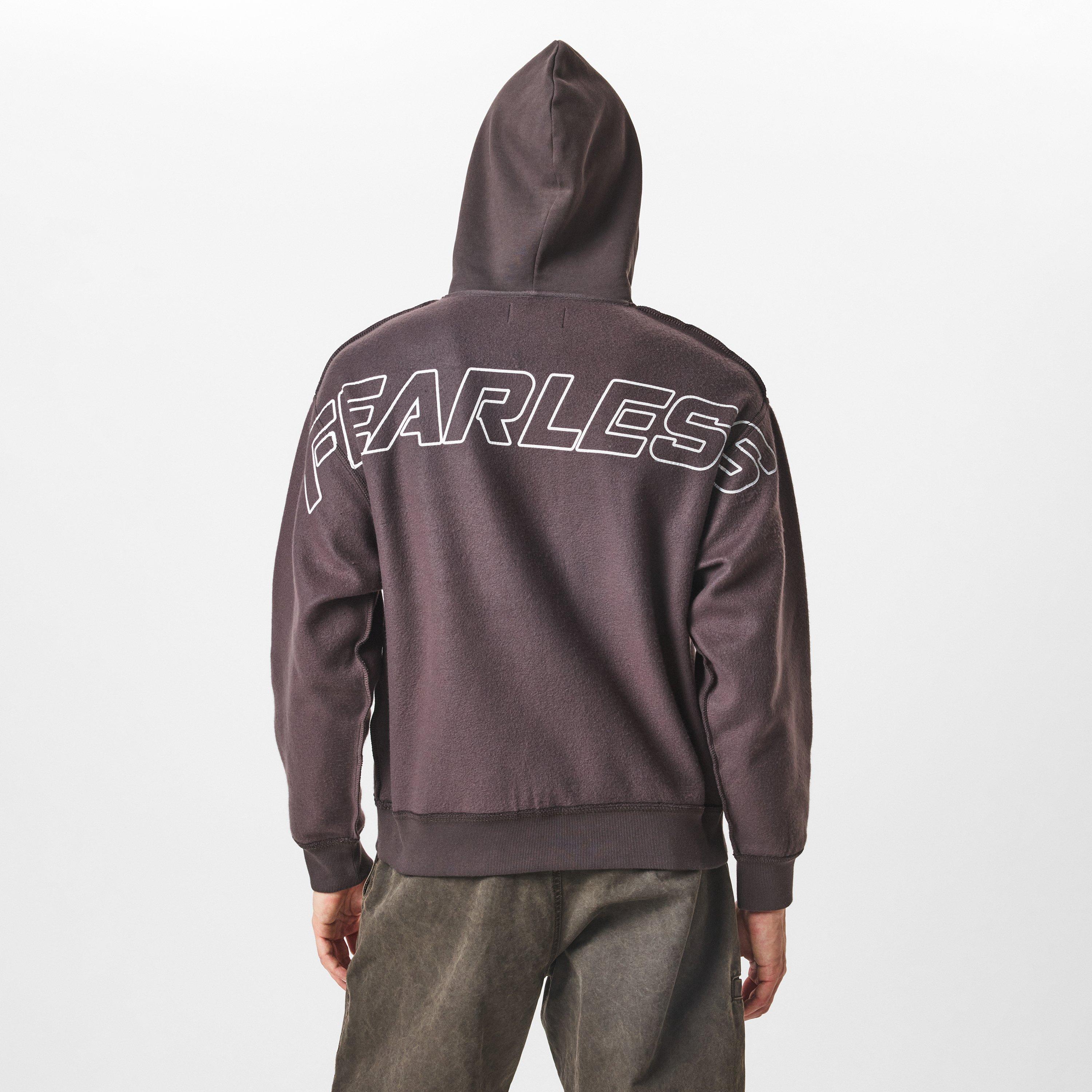 Marron - Firetrap - Reverse Fleece Hoodie Mens - 4