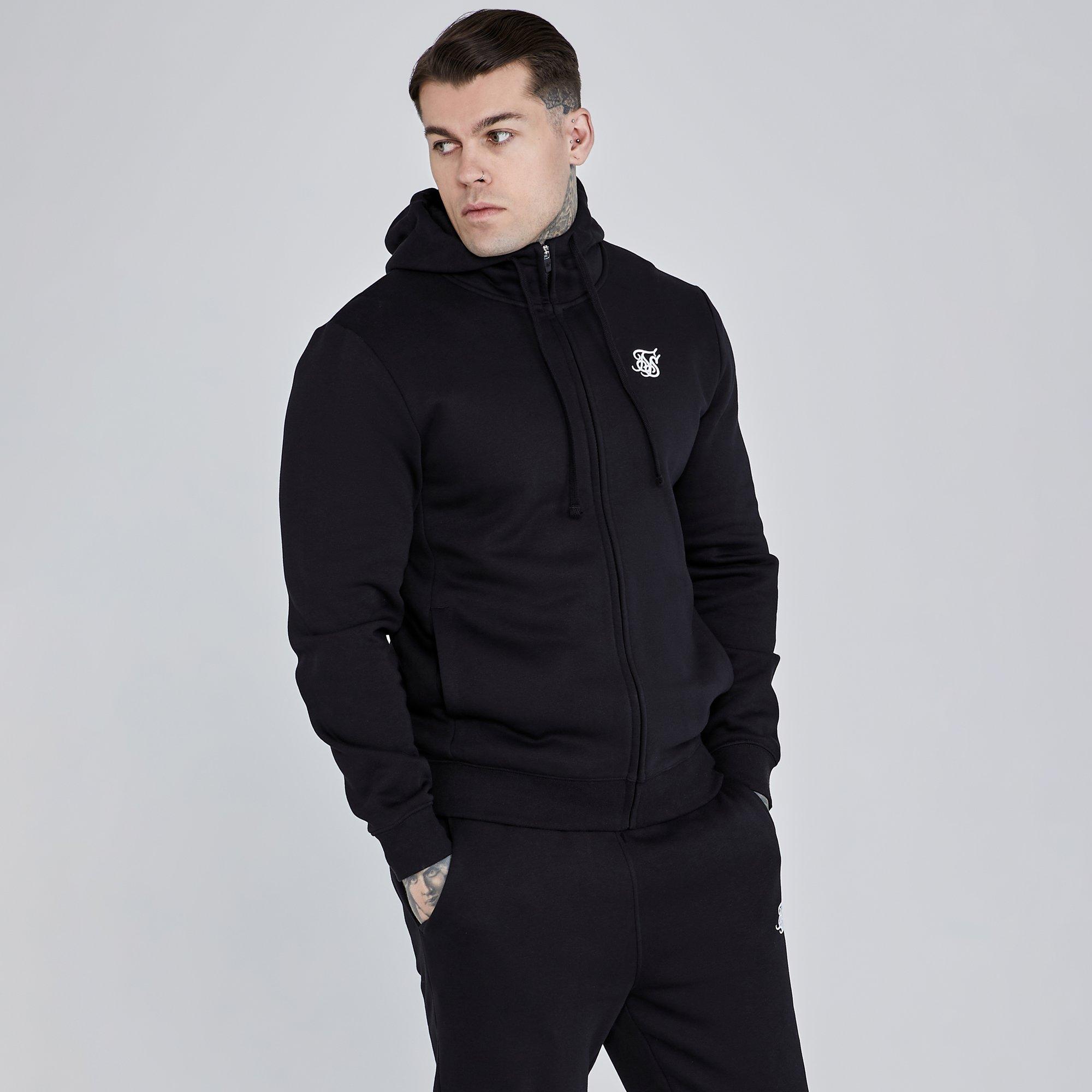 Siksilk Men's Essential Zip Hoodie - Black - Small