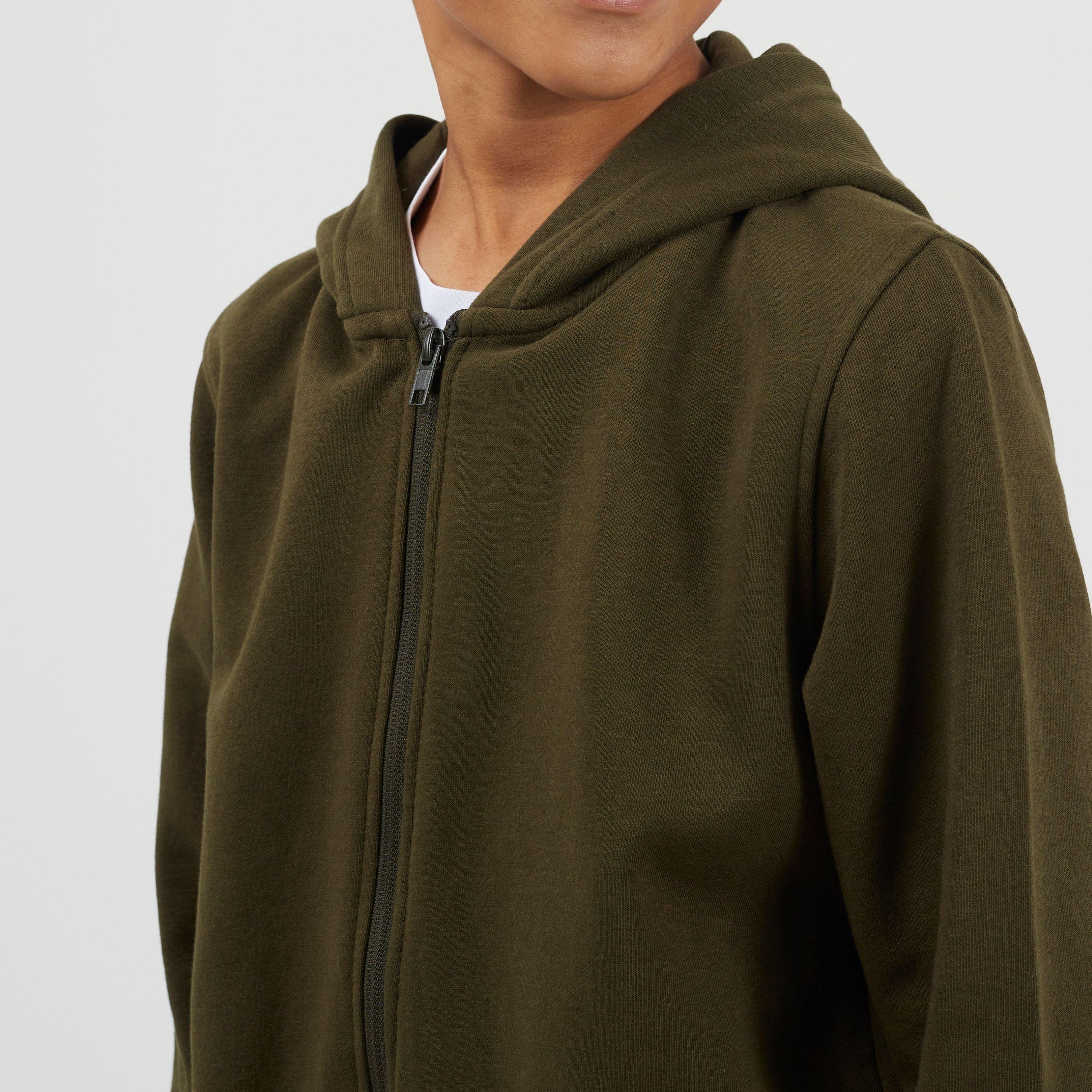 Mid Khaki - Brave Soul - Boys Full Zip Hoodie with Pockets - 3
