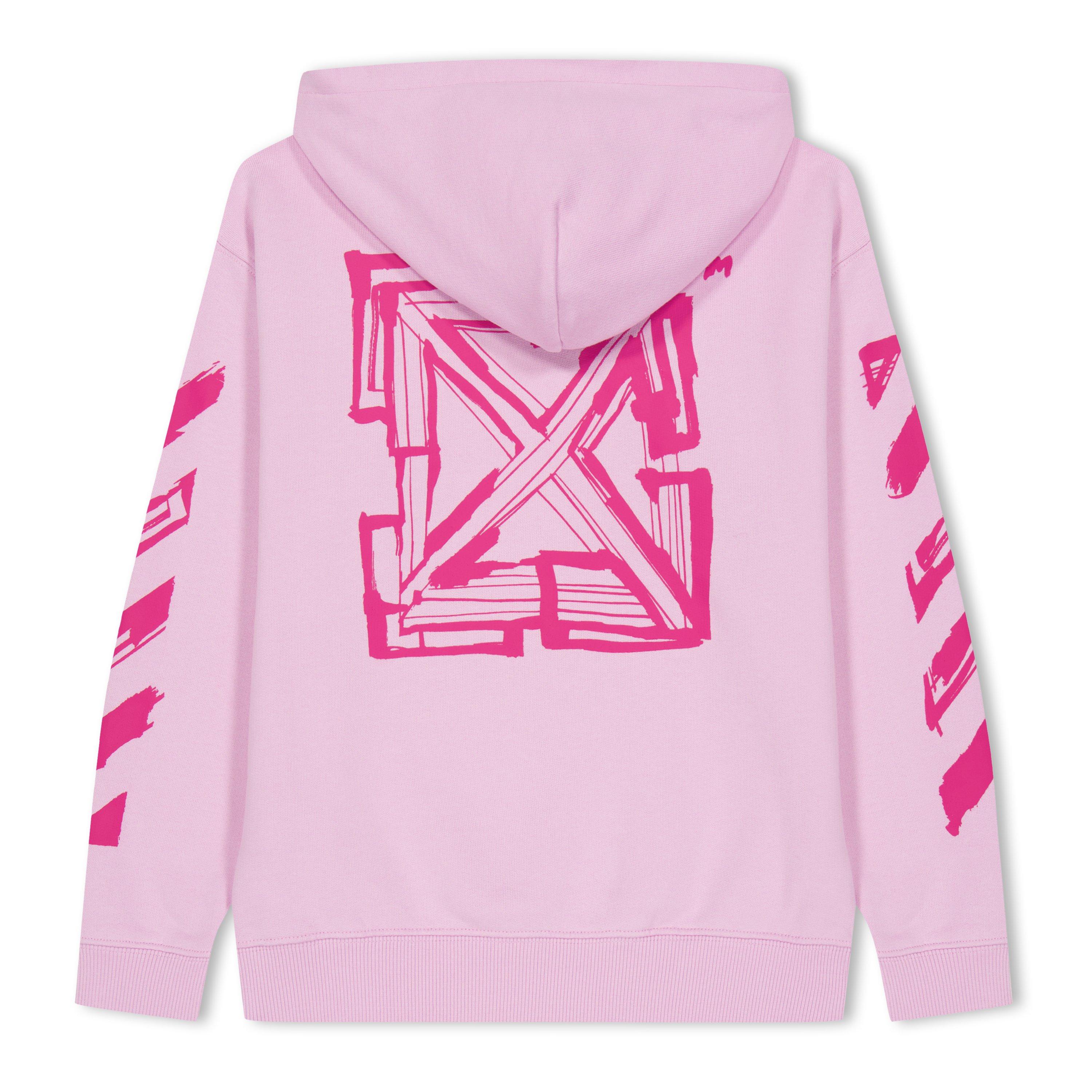 Pink/Fuchsia - Off White - Kids Script Hoodie, Script Design - 2