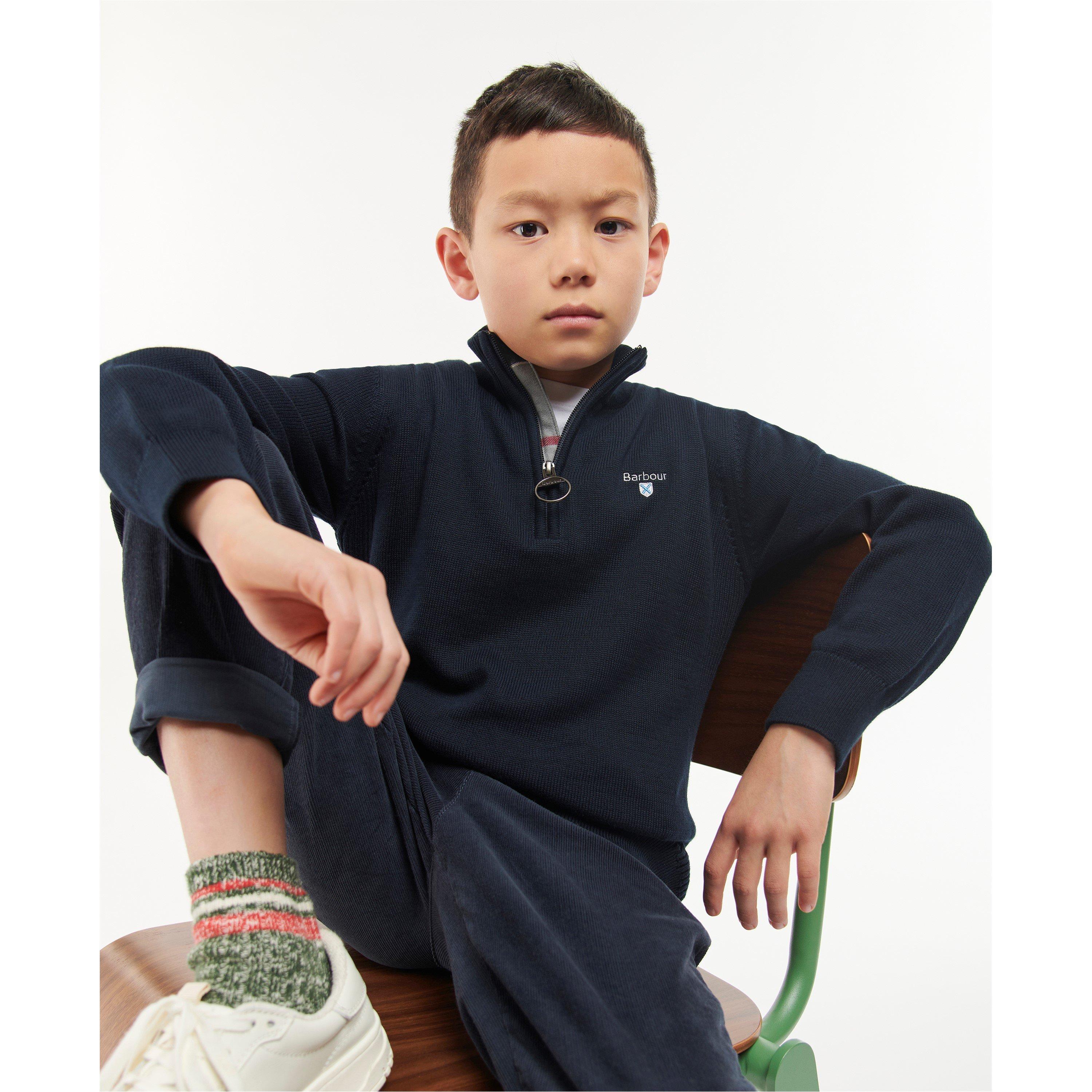 Navy NY91 - Barbour - Boys Cotton half Zip - 5