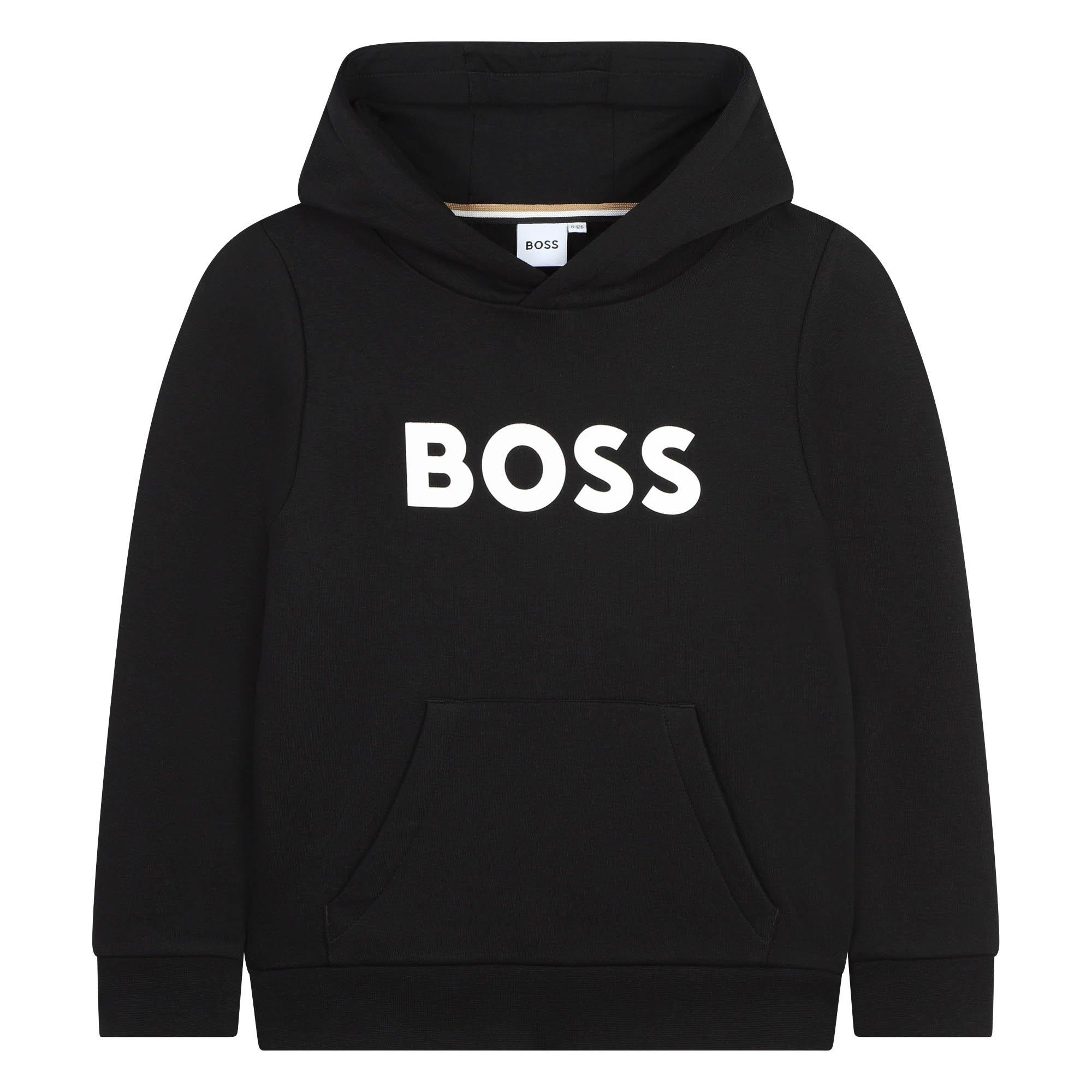 Boss Kids' Logo Pull Over Hoodie - Black - Size 6Y