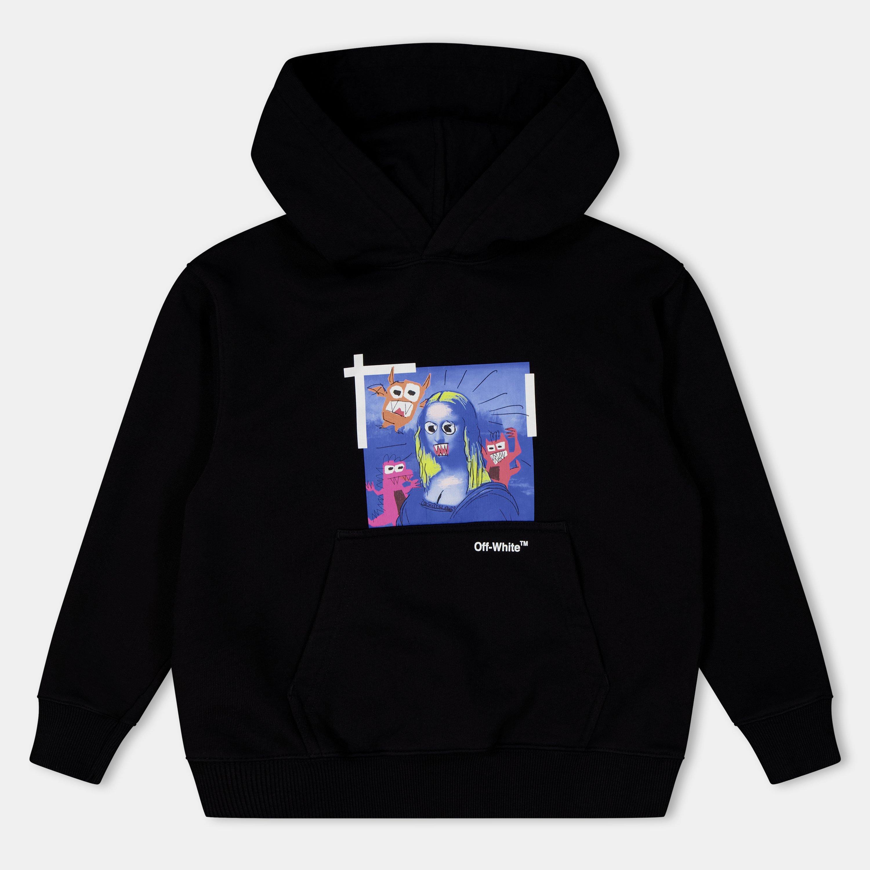 Crno/Plavo - Off White - Kids Hoodie - 1