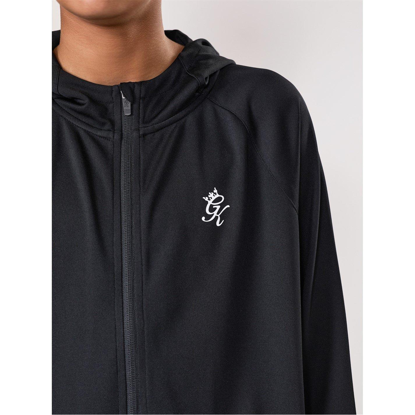 Schwarz - Gym King - Kids Lightweight Full-Zip Black Hoodie - 4