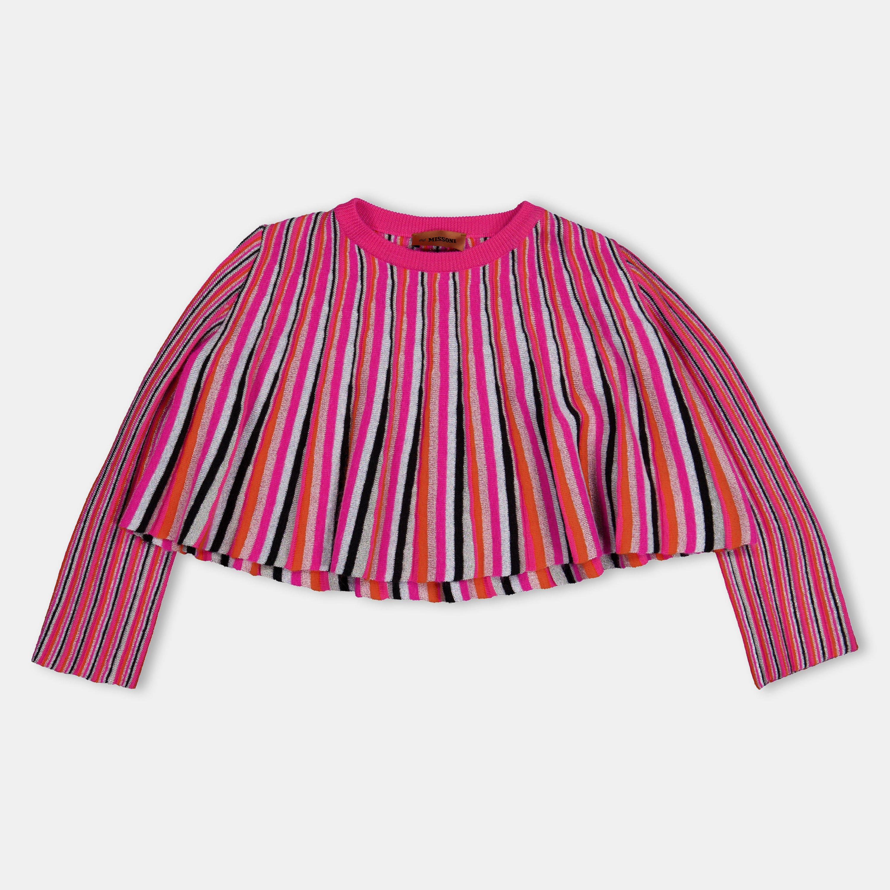 colourful - Missoni - Kids' Striped Intarsia Knitted Cropped Hoodie - 1