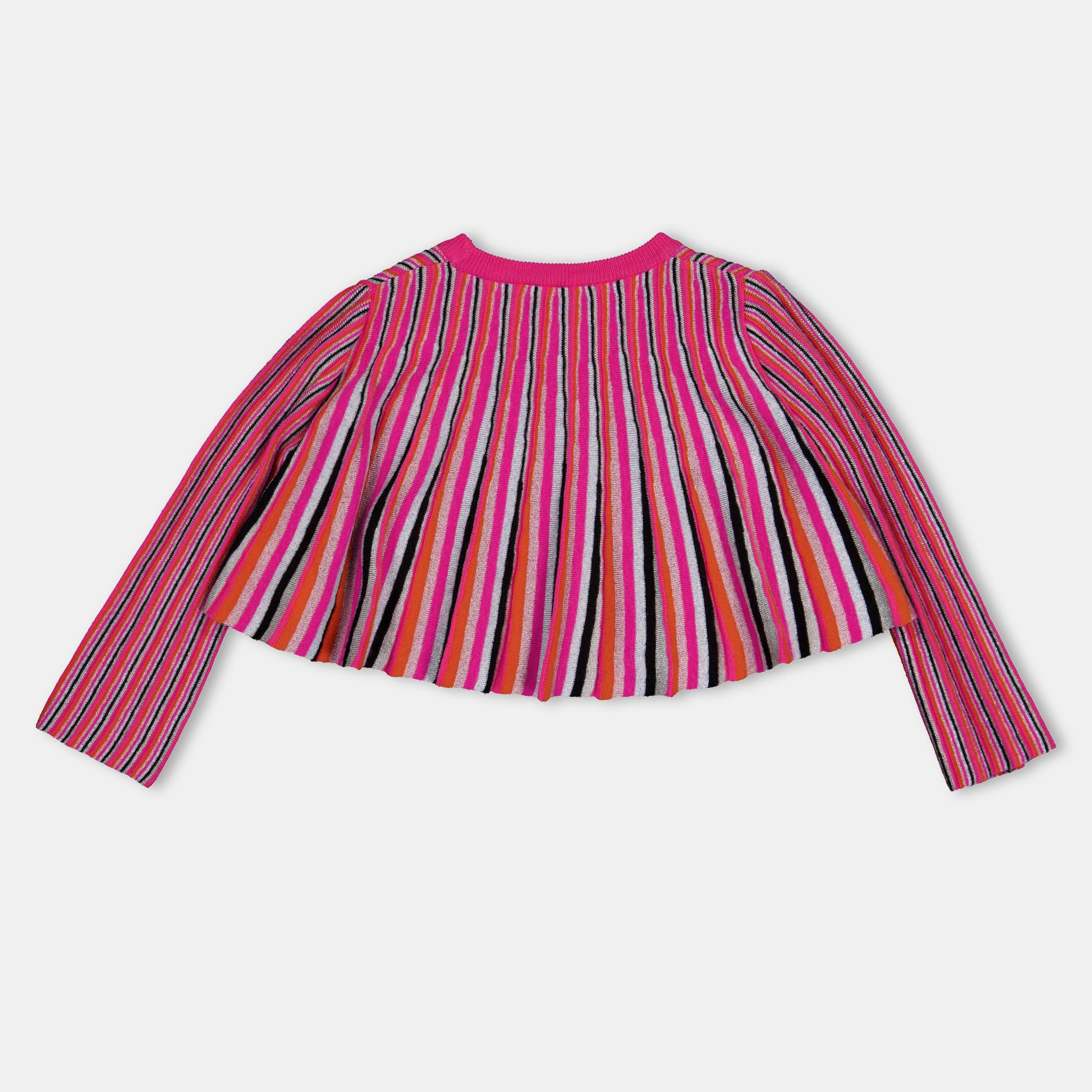 colourful - Missoni - Kids' Striped Intarsia Knitted Cropped Hoodie - 2