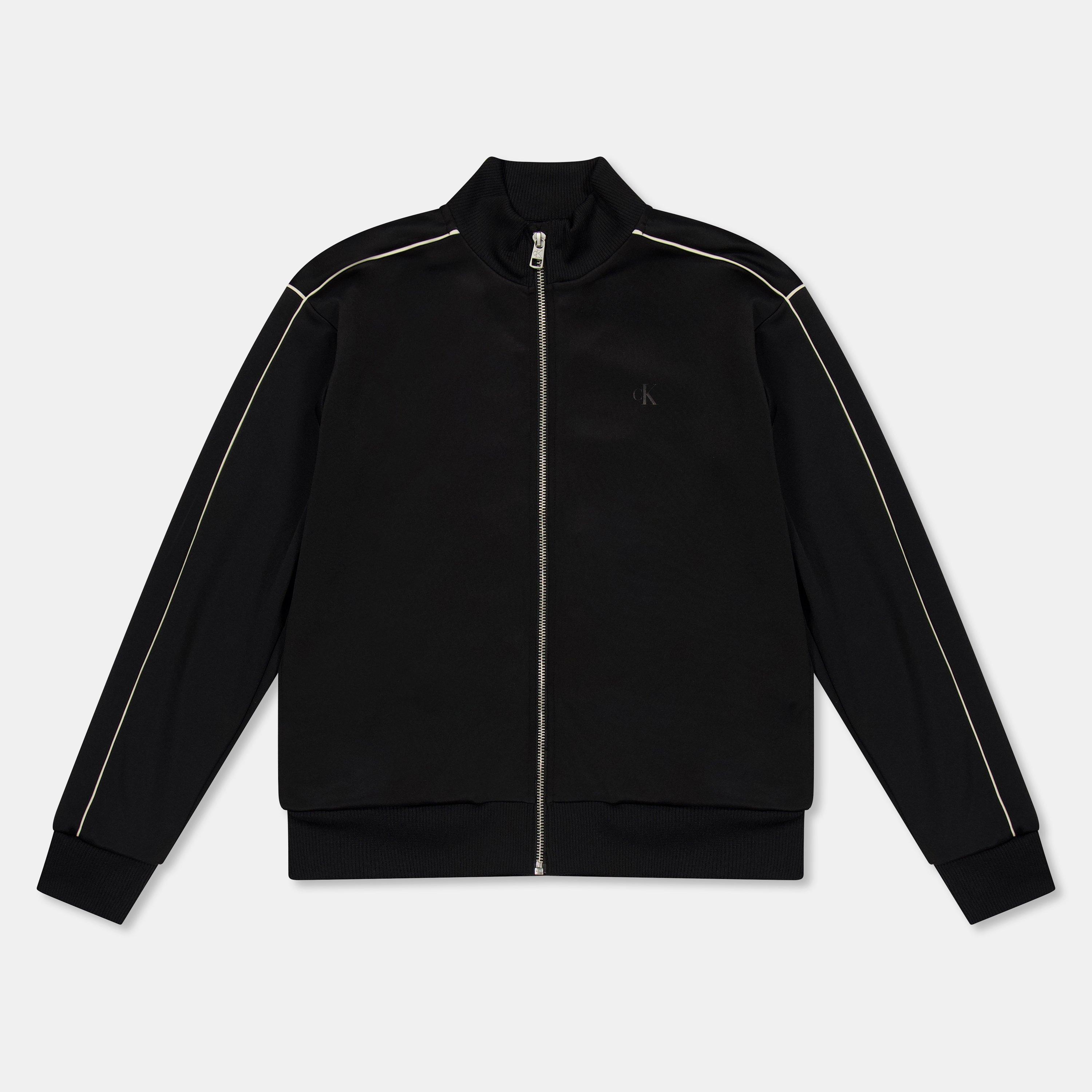 Calvin Klein Jeans Kids' Piping Full Zip Hooded Fleece - CK Black BEH - Size 16Y