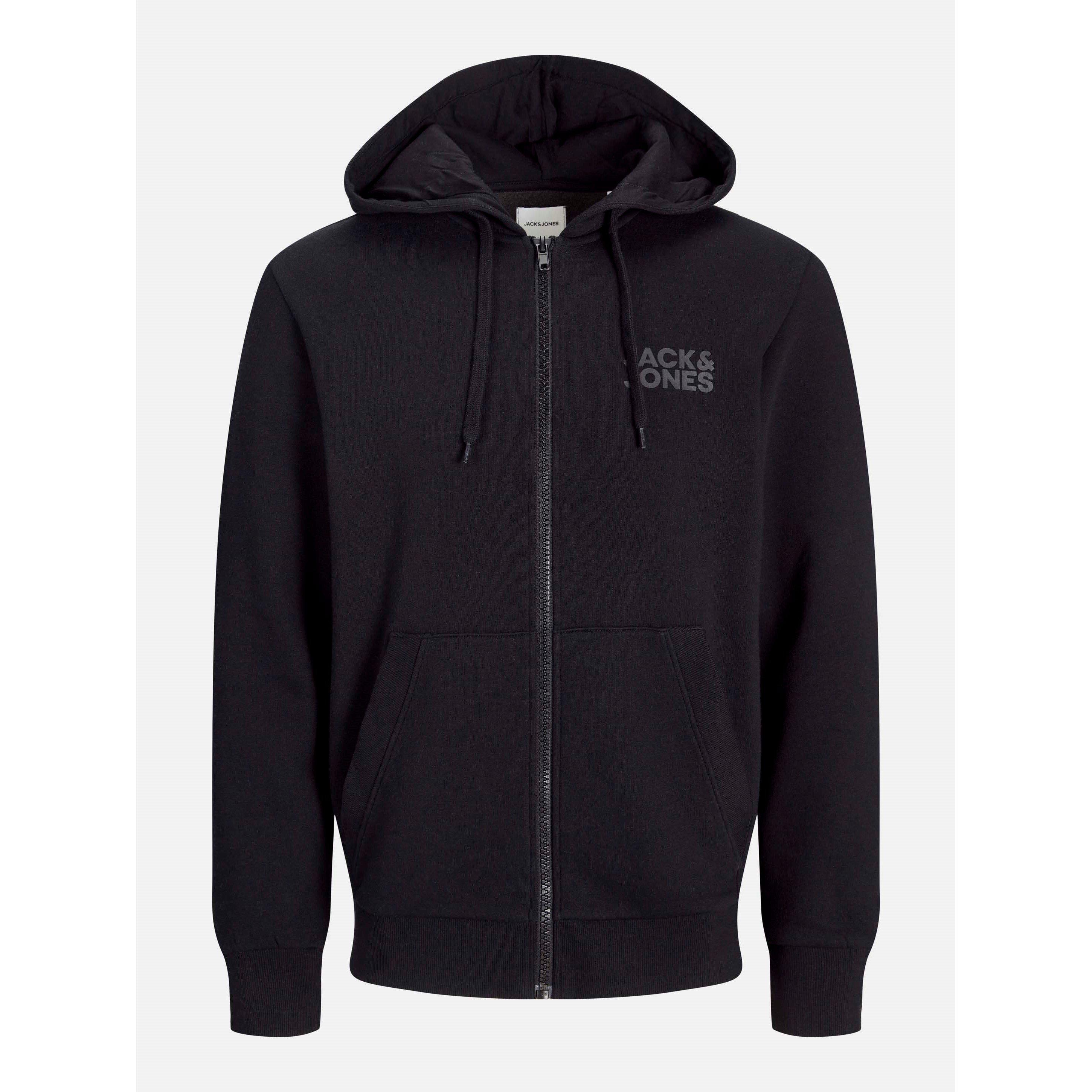 Black - Jack and Jones - Corp Logo Sweat Zip Hood Mens - 1