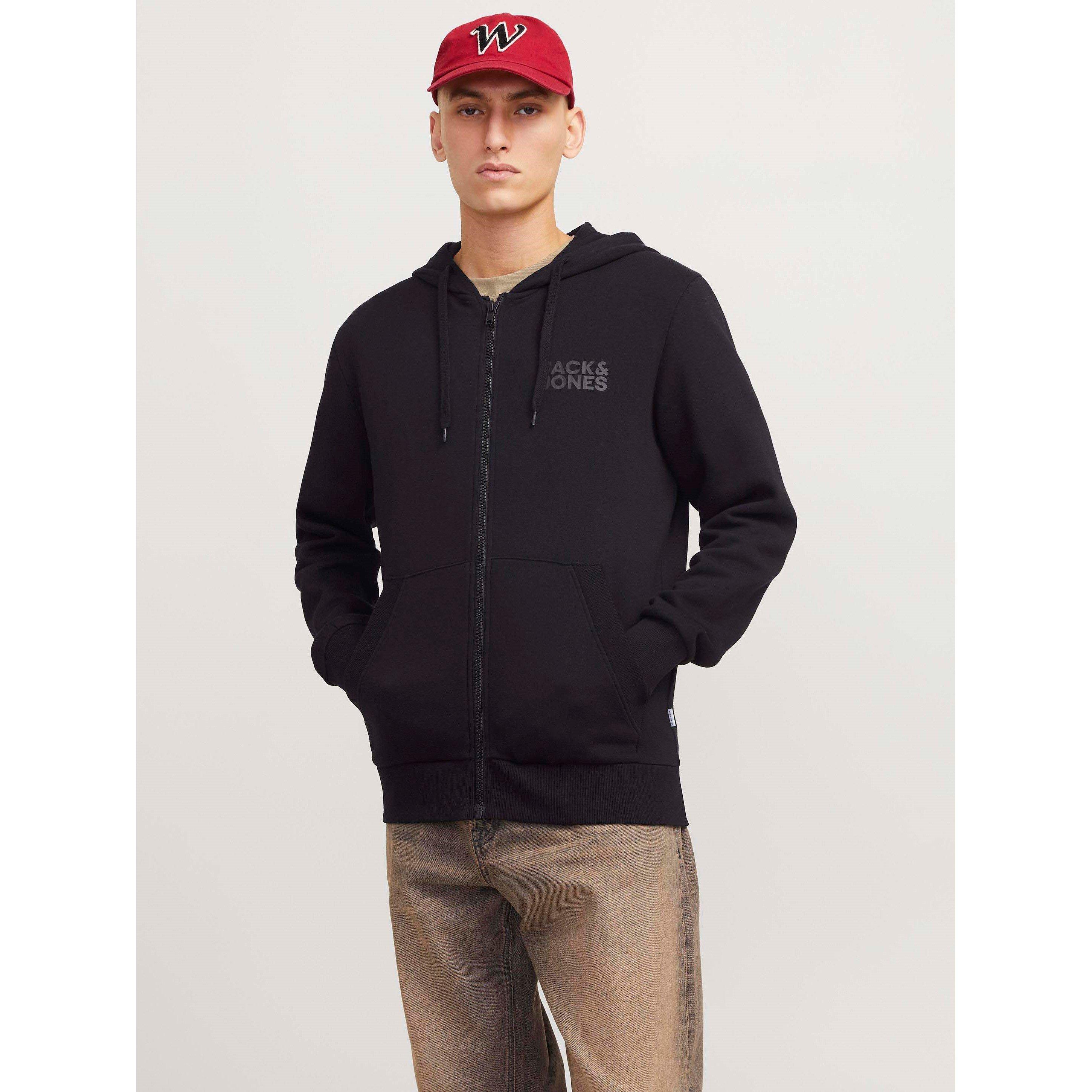 Black - Jack and Jones - Corp Logo Sweat Zip Hood Mens - 2
