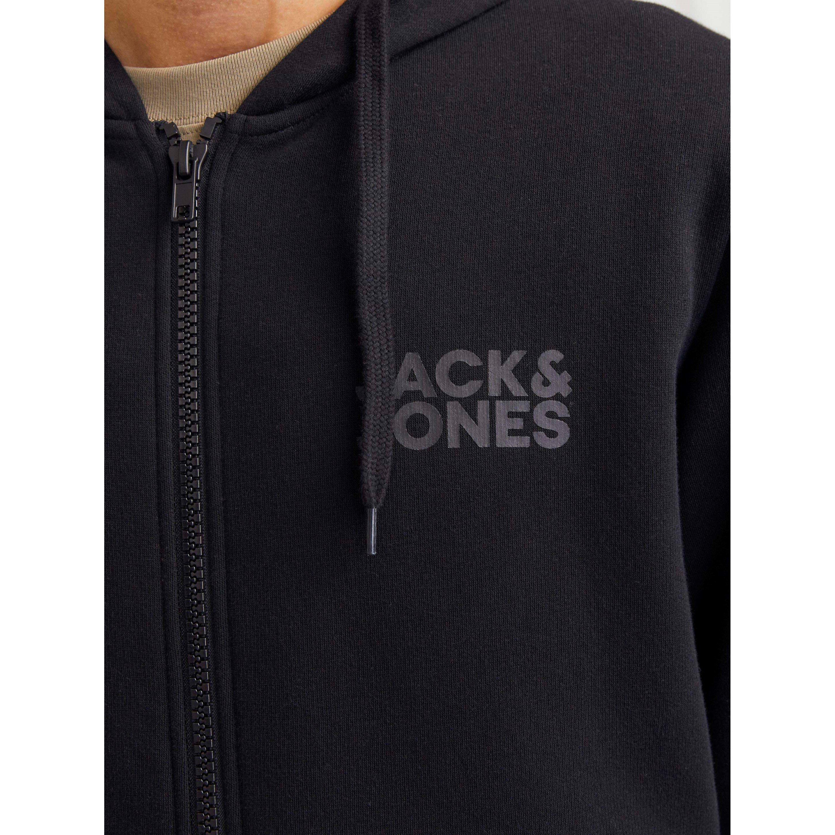Black - Jack and Jones - Corp Logo Sweat Zip Hood Mens - 5