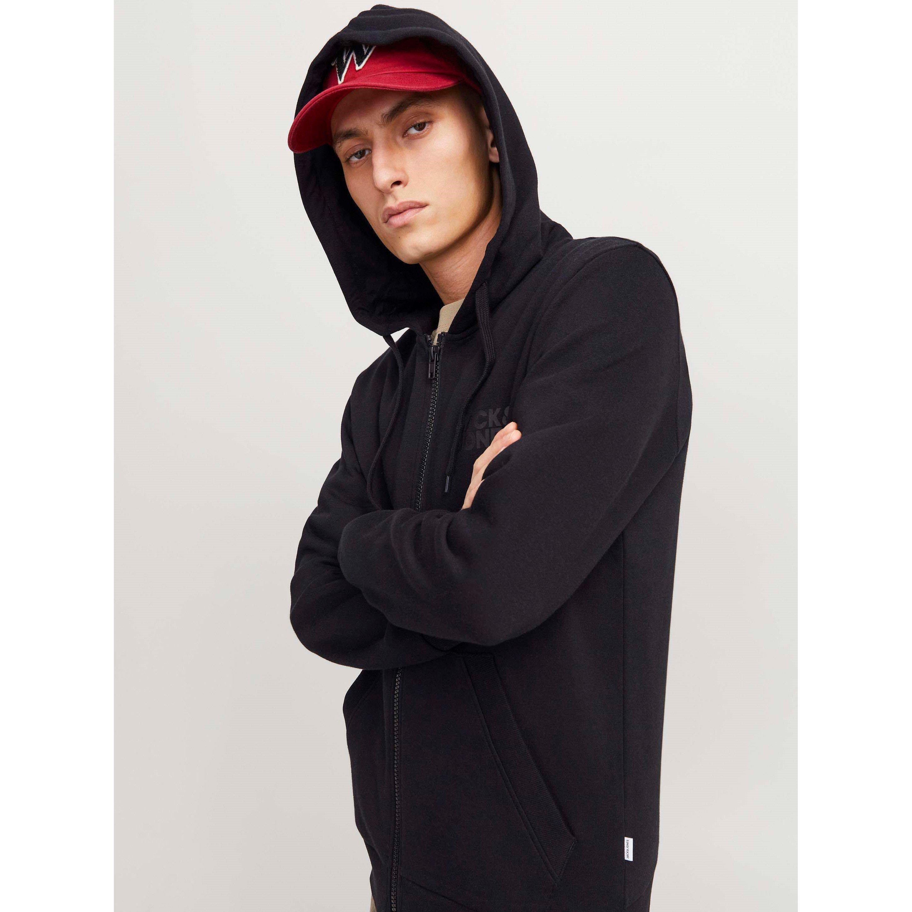 Black - Jack and Jones - Corp Logo Sweat Zip Hood Mens - 6