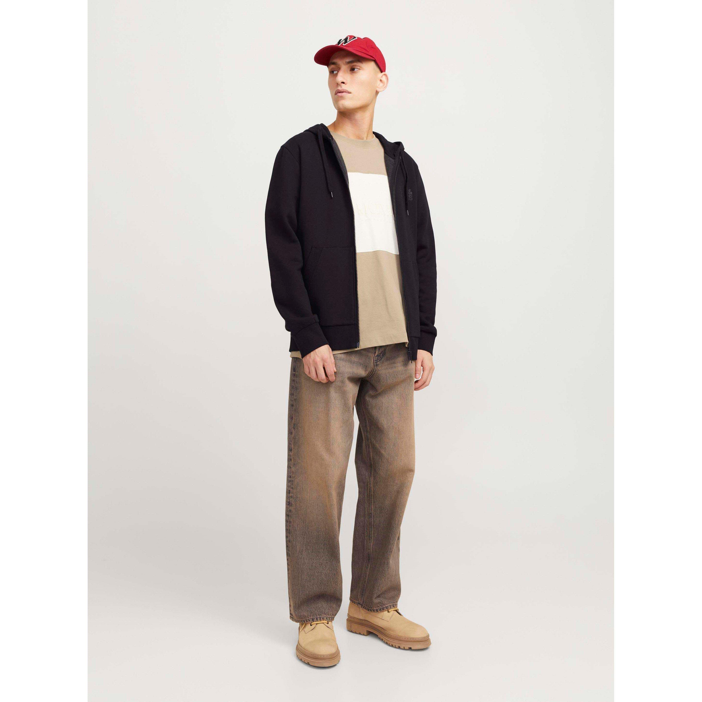 Black - Jack and Jones - Corp Logo Sweat Zip Hood Mens - 7