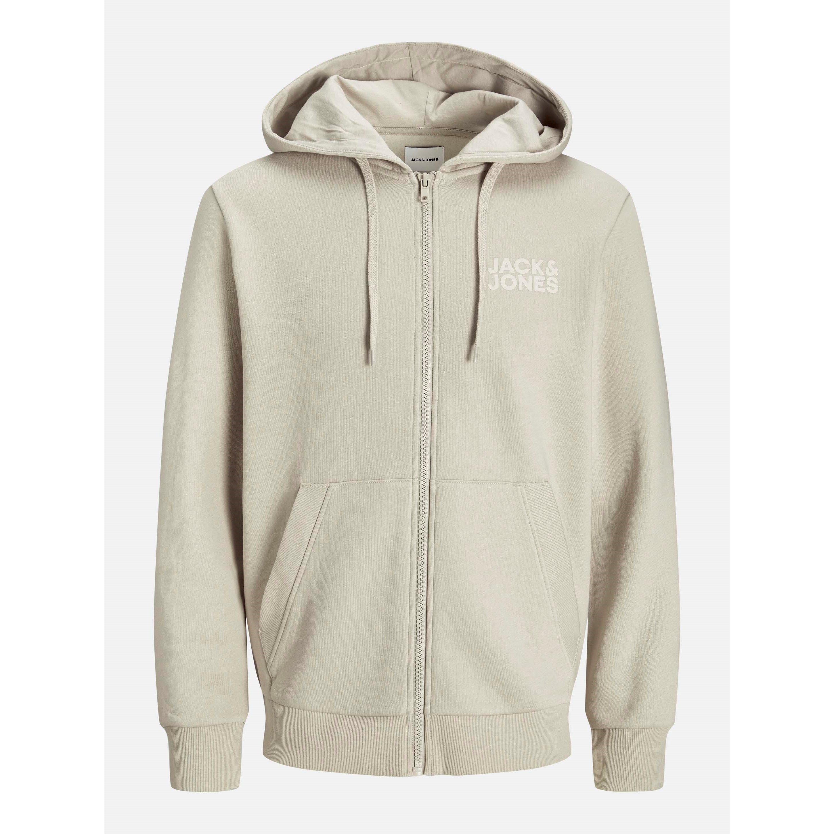 Jack And Jones Men's Corp Logo Sweat Zip Hood - Moonbeam - XL