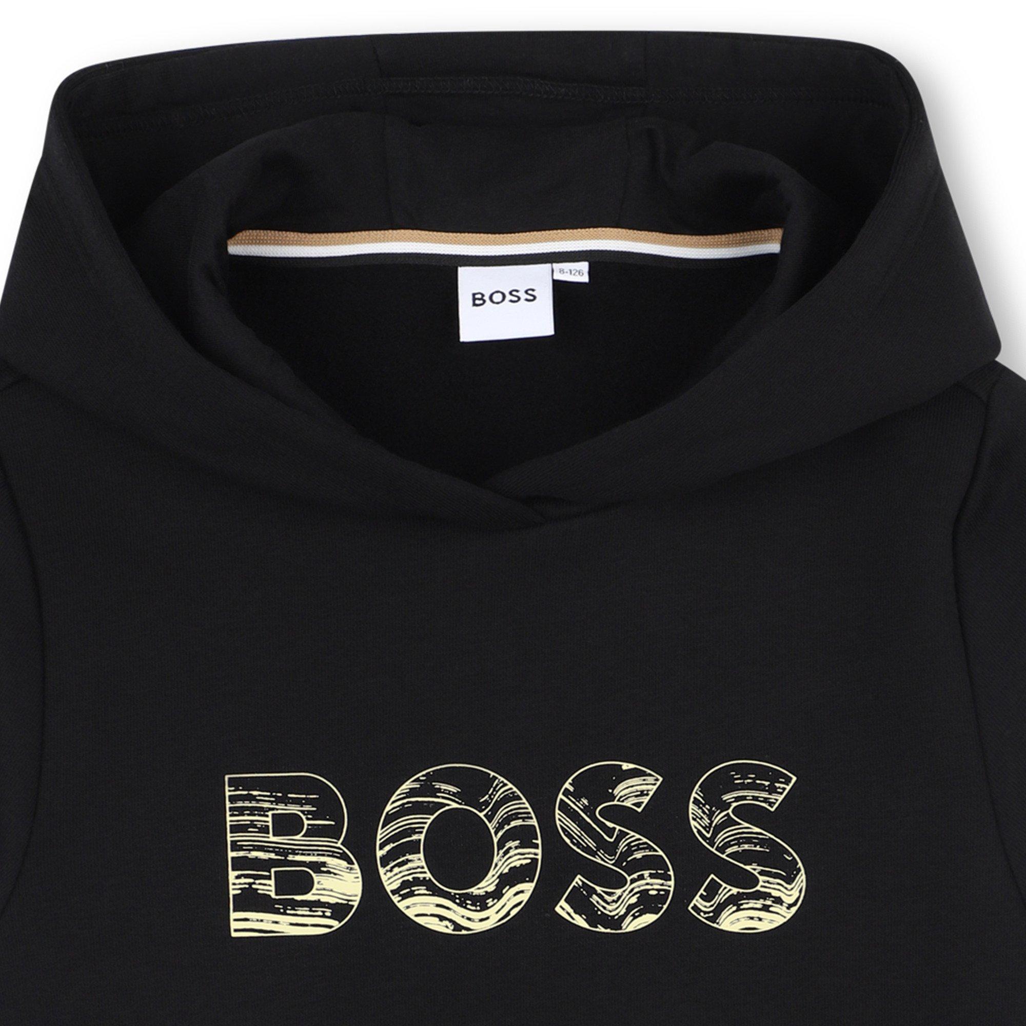 Black - Boss - Kids Print Hooded Hoodie - 3