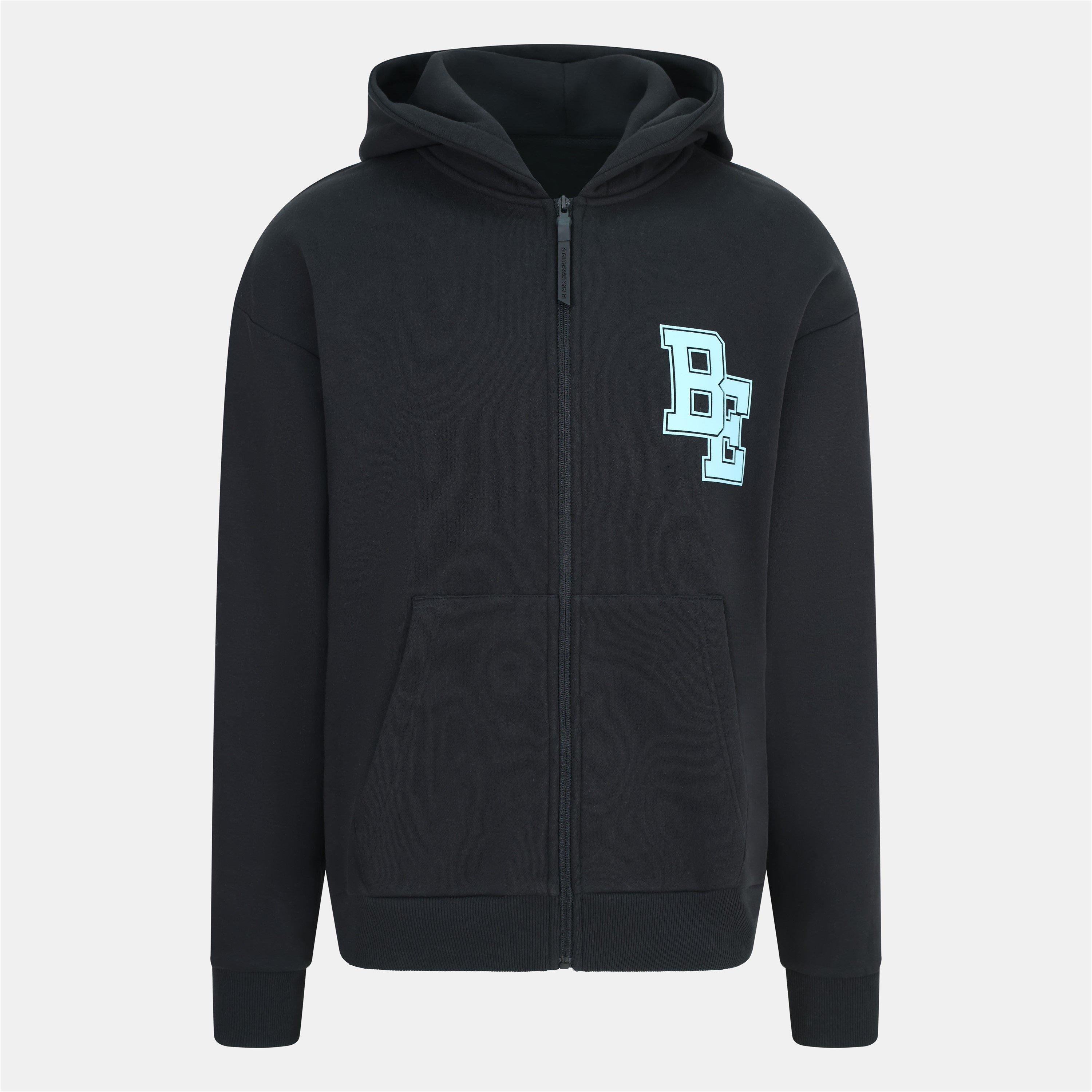 Blank Essentials Men's Collegiate Zip Through Hoodie - Black - Small
