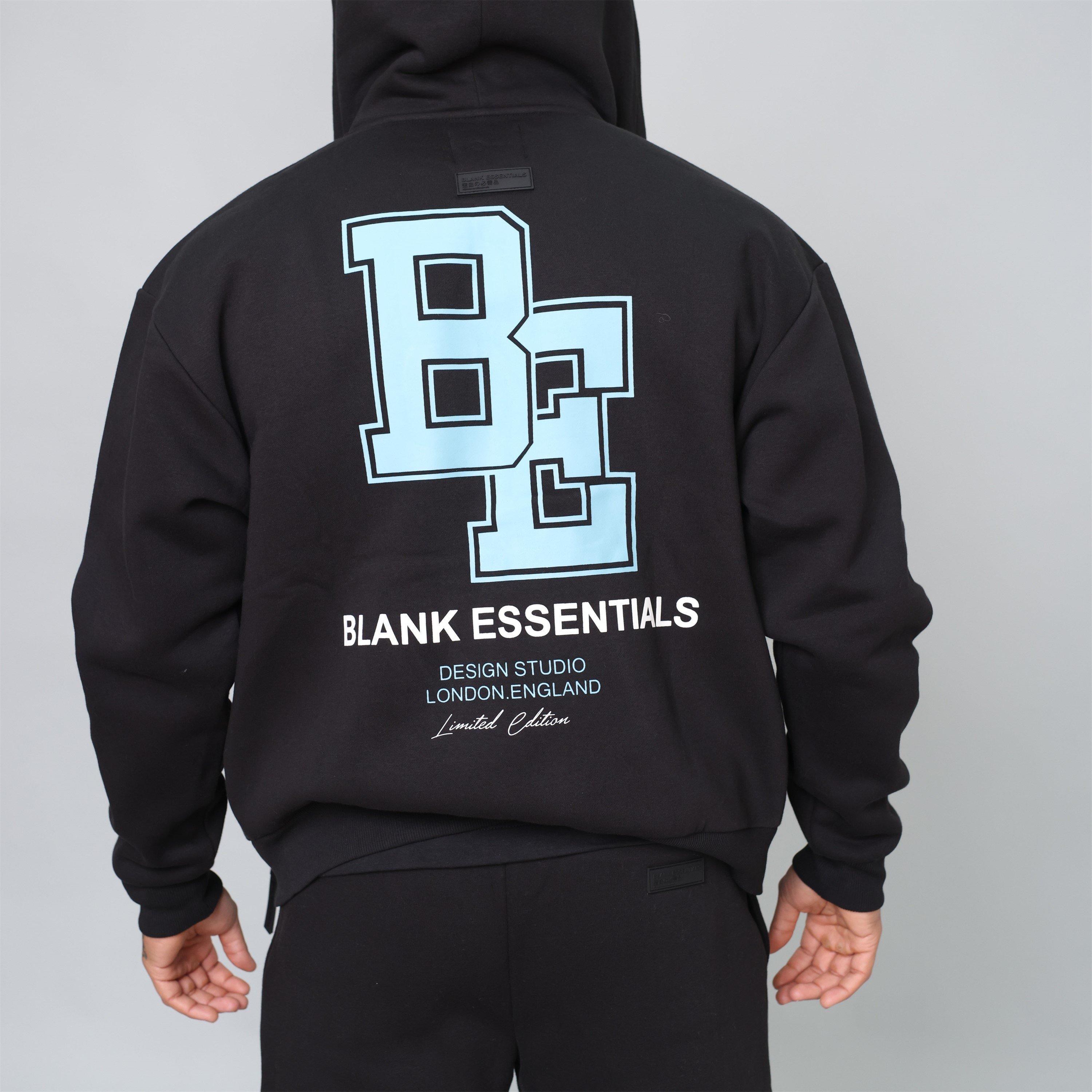 Zwart - Blank Essentials - Men's Collegiate Zip Through Hoodie - 4
