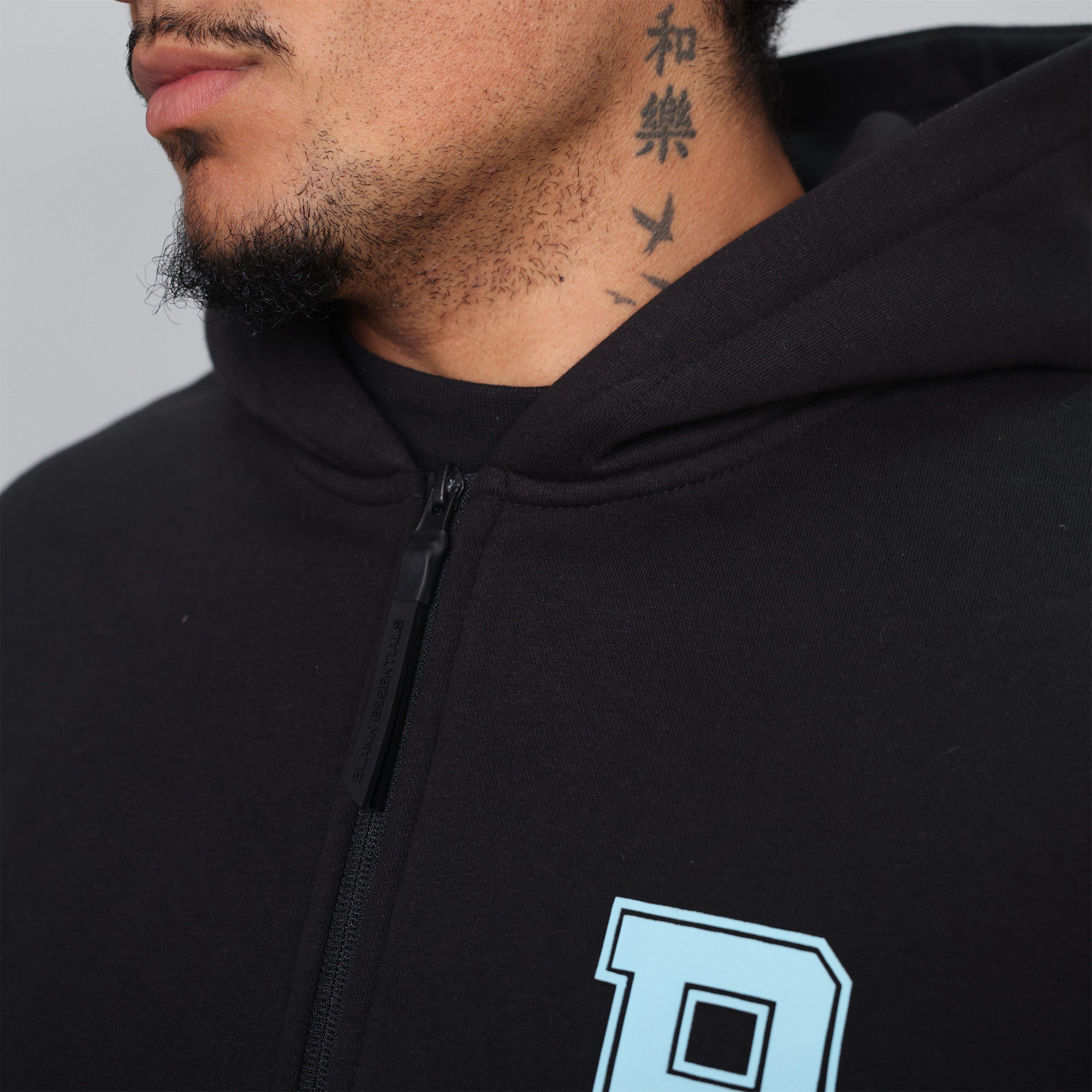 Zwart - Blank Essentials - Men's Collegiate Zip Through Hoodie - 5