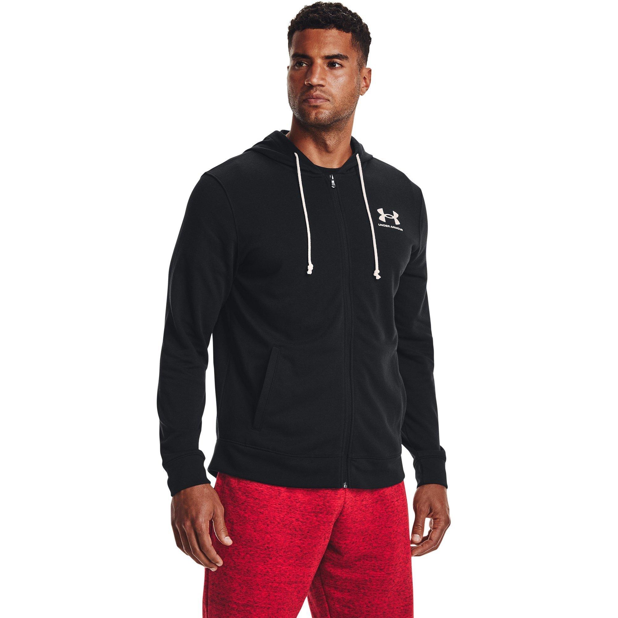 Black/Onyx Wht - Under Armour - Rival Terry Full Zip Mens Hoodie - 2