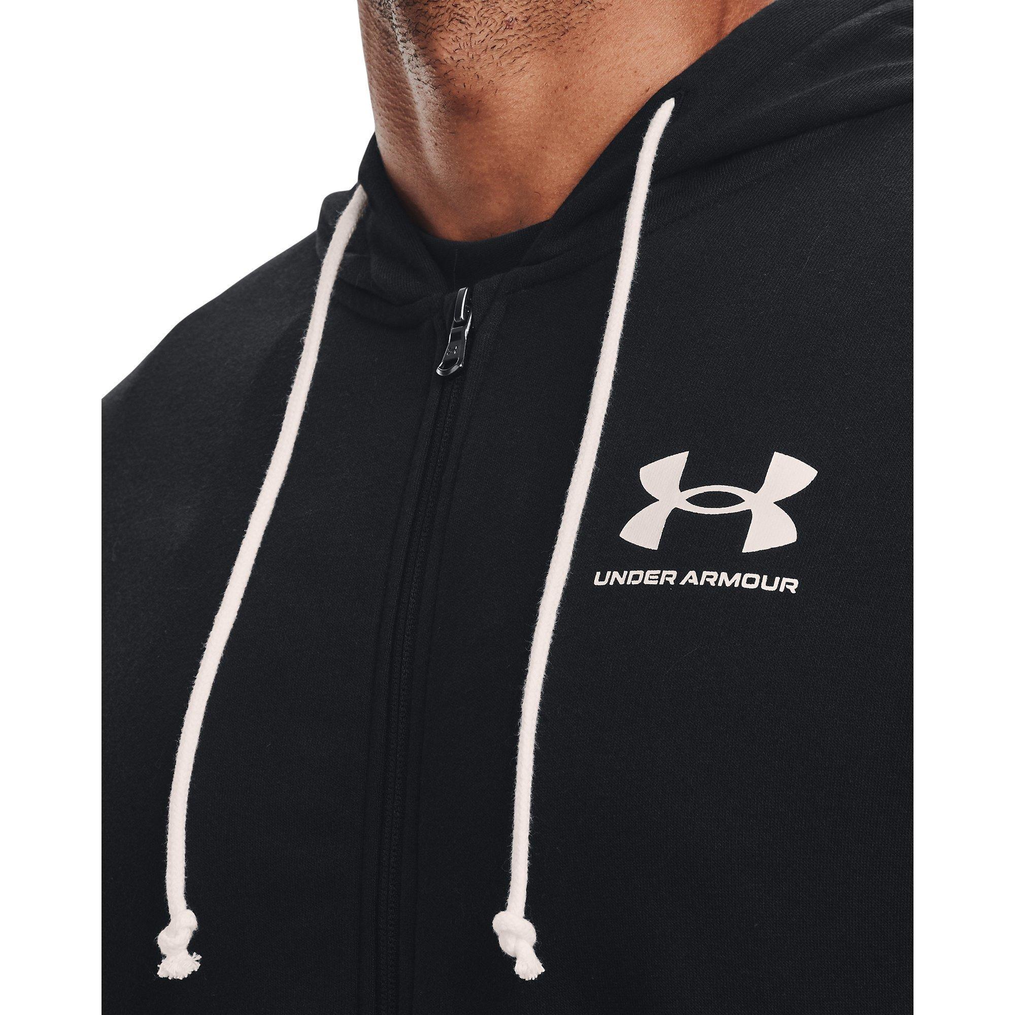 Black/Onyx Wht - Under Armour - Rival Terry Full Zip Mens Hoodie - 5