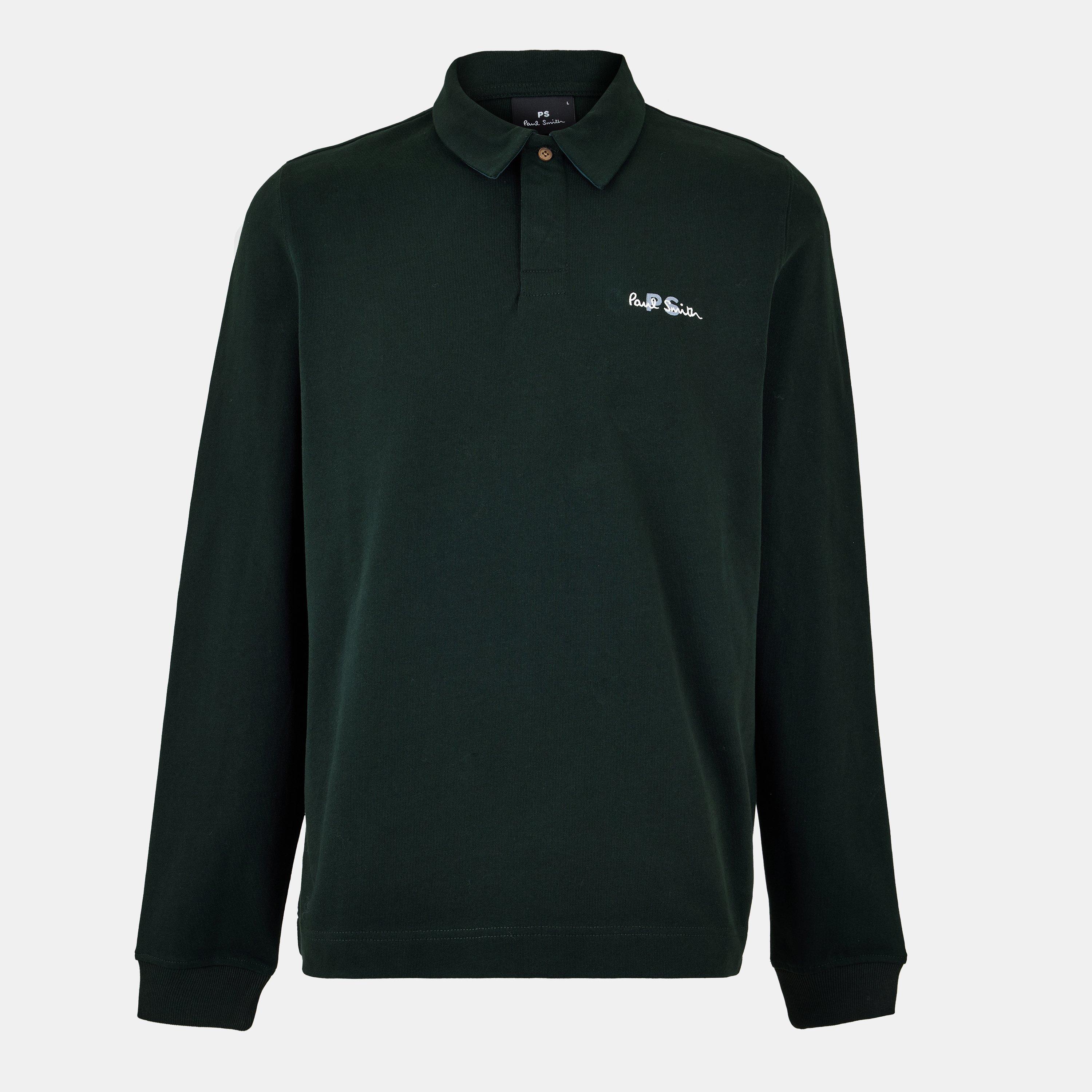 Ps Paul Smith Men's Embroidered Long-Sleeve Rugby Polo Shirt - Green 38 - M