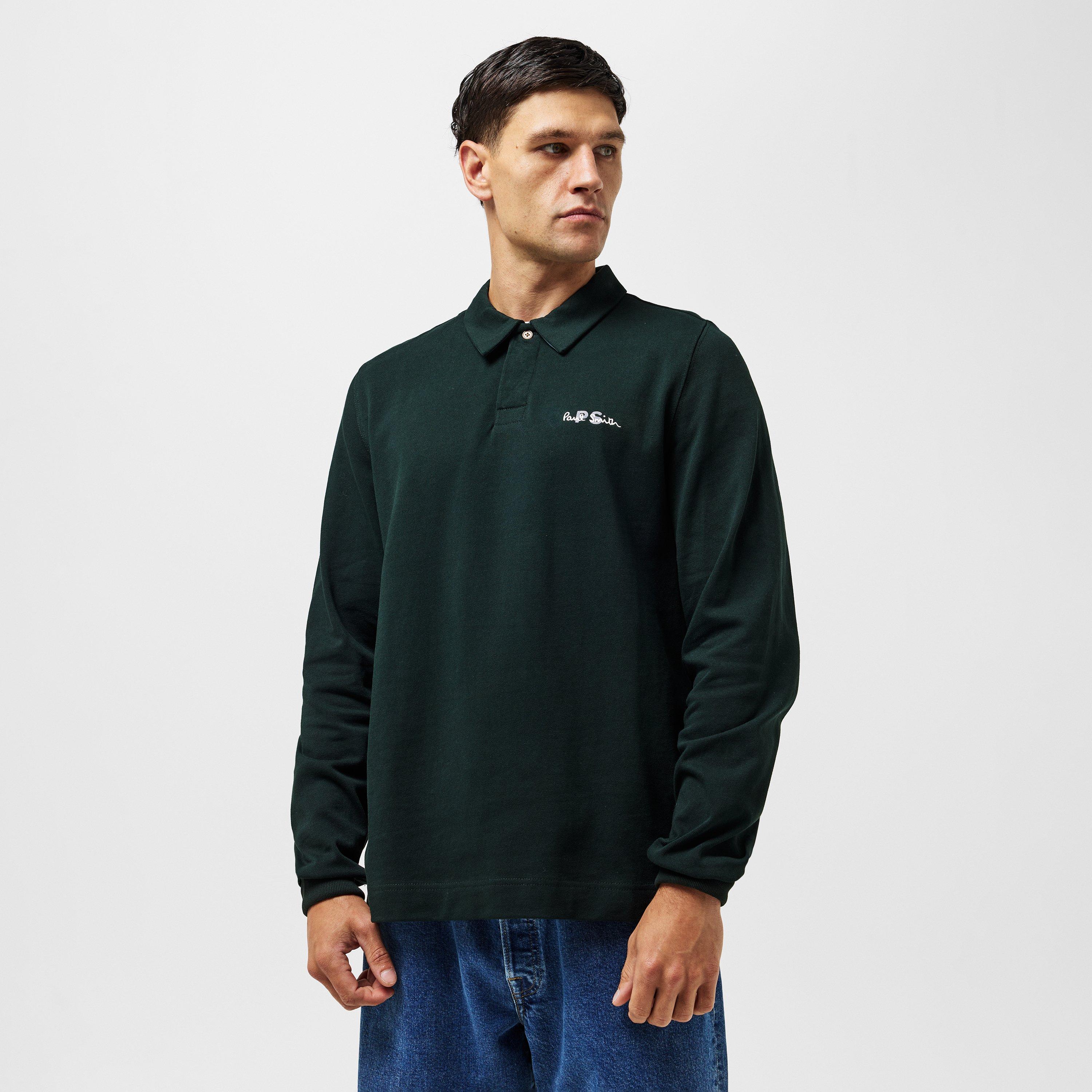 Green 38 - PS Paul Smith - Men's Embroidered Long-Sleeve Rugby Polo Shirt - 3