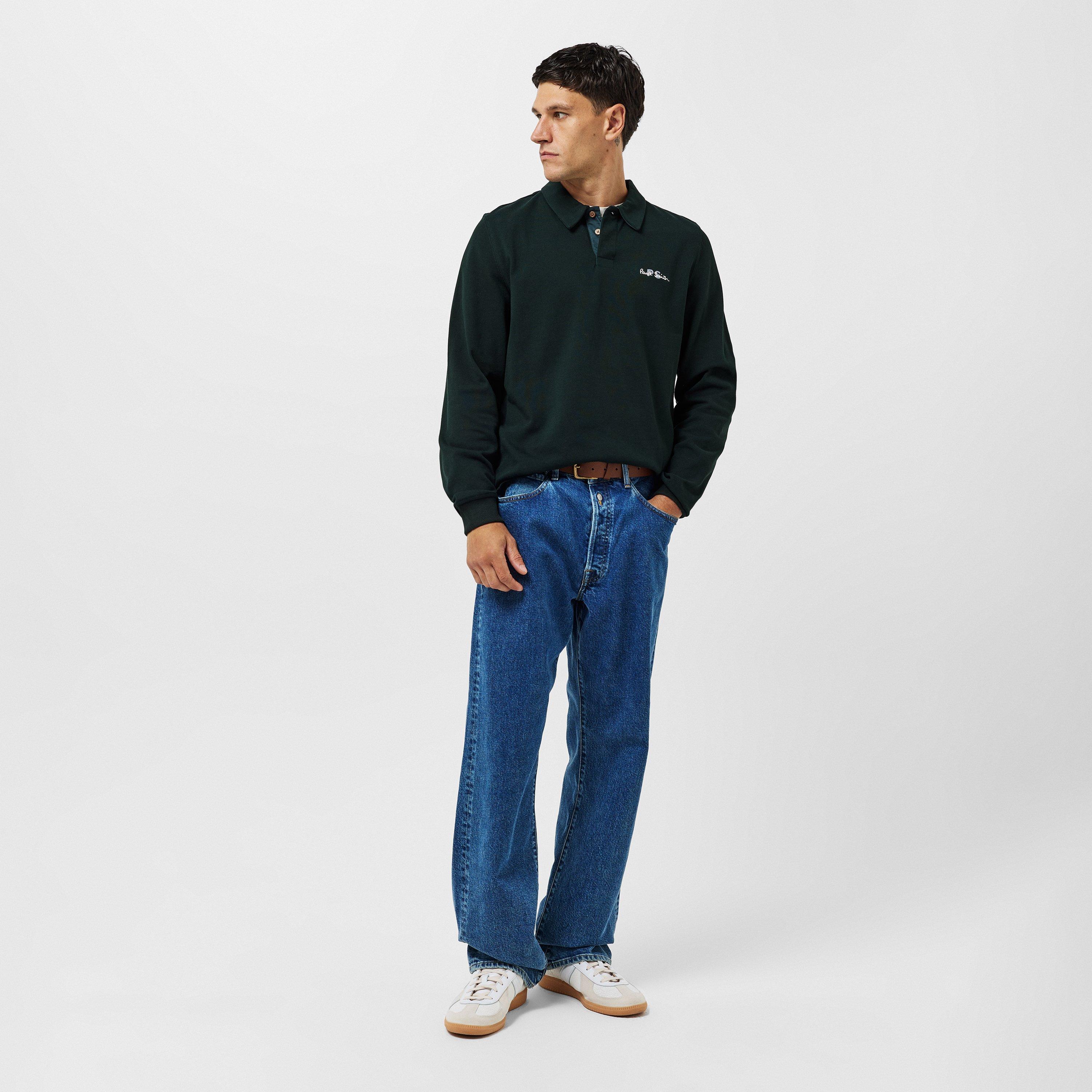 Green 38 - PS Paul Smith - Men's Embroidered Long-Sleeve Rugby Polo Shirt - 6