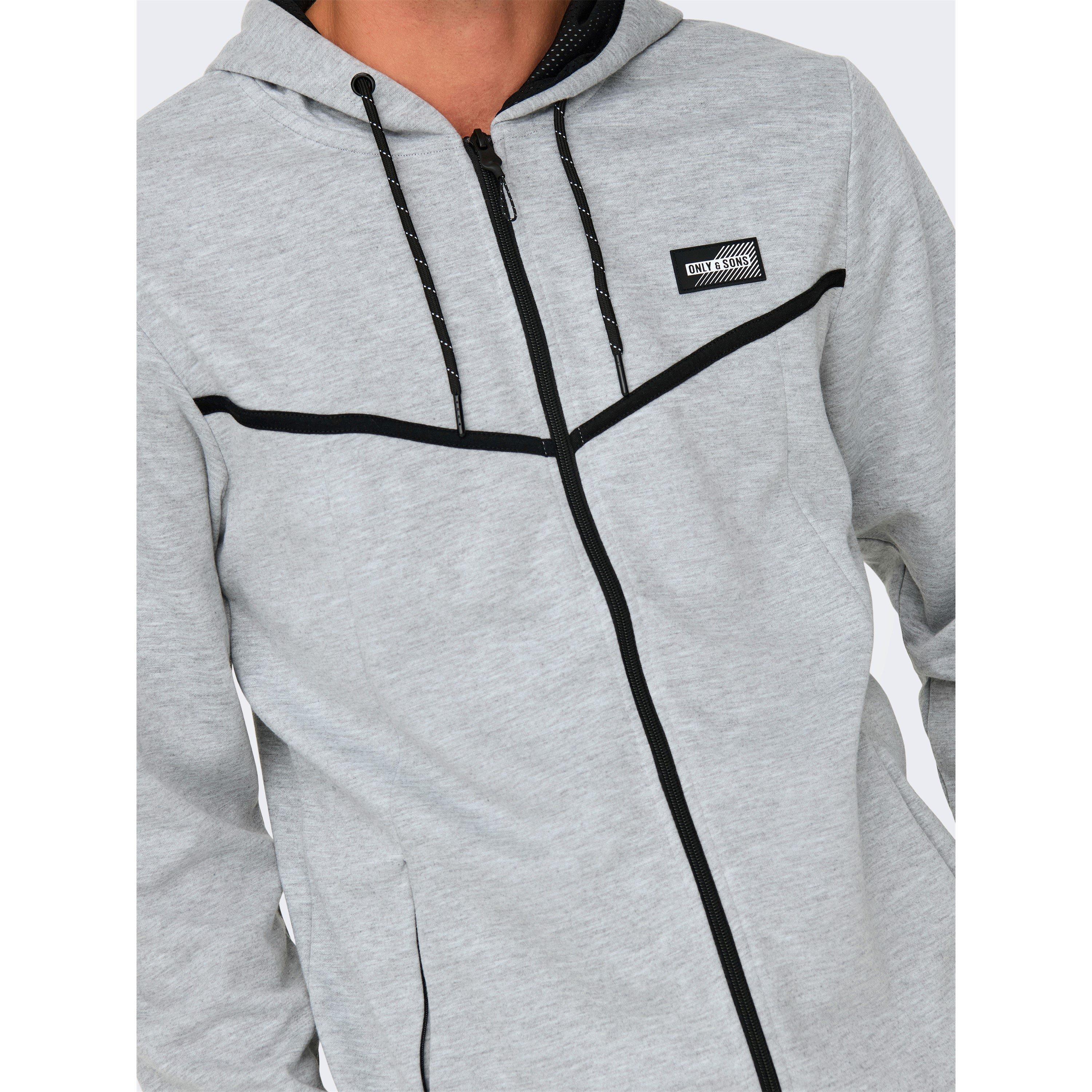 LGrey Melange - Only - Men's Zip Hoodie - 4