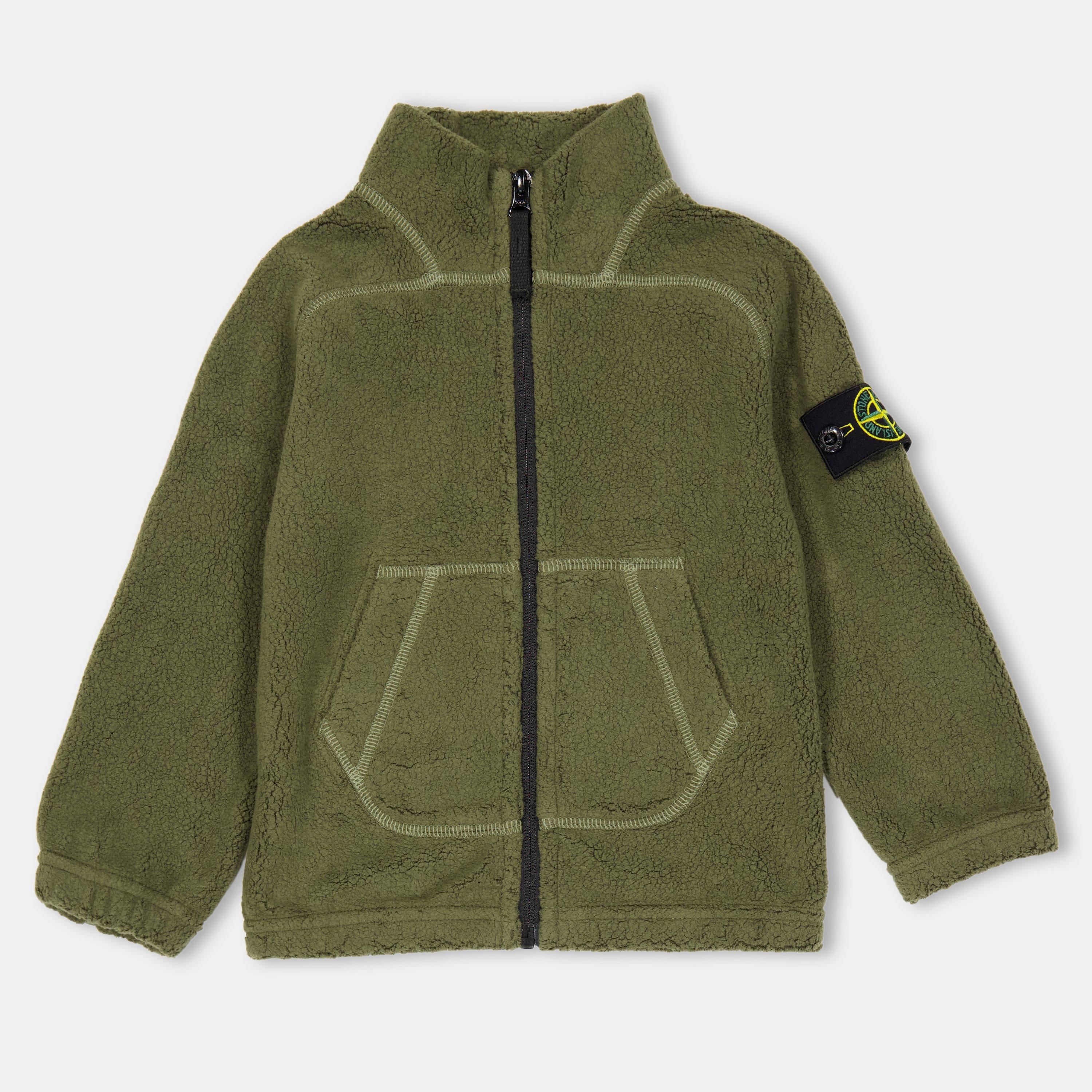 Mil Green V0054 - Stone Island - Kids' Terry Full Zip Fleece - 1
